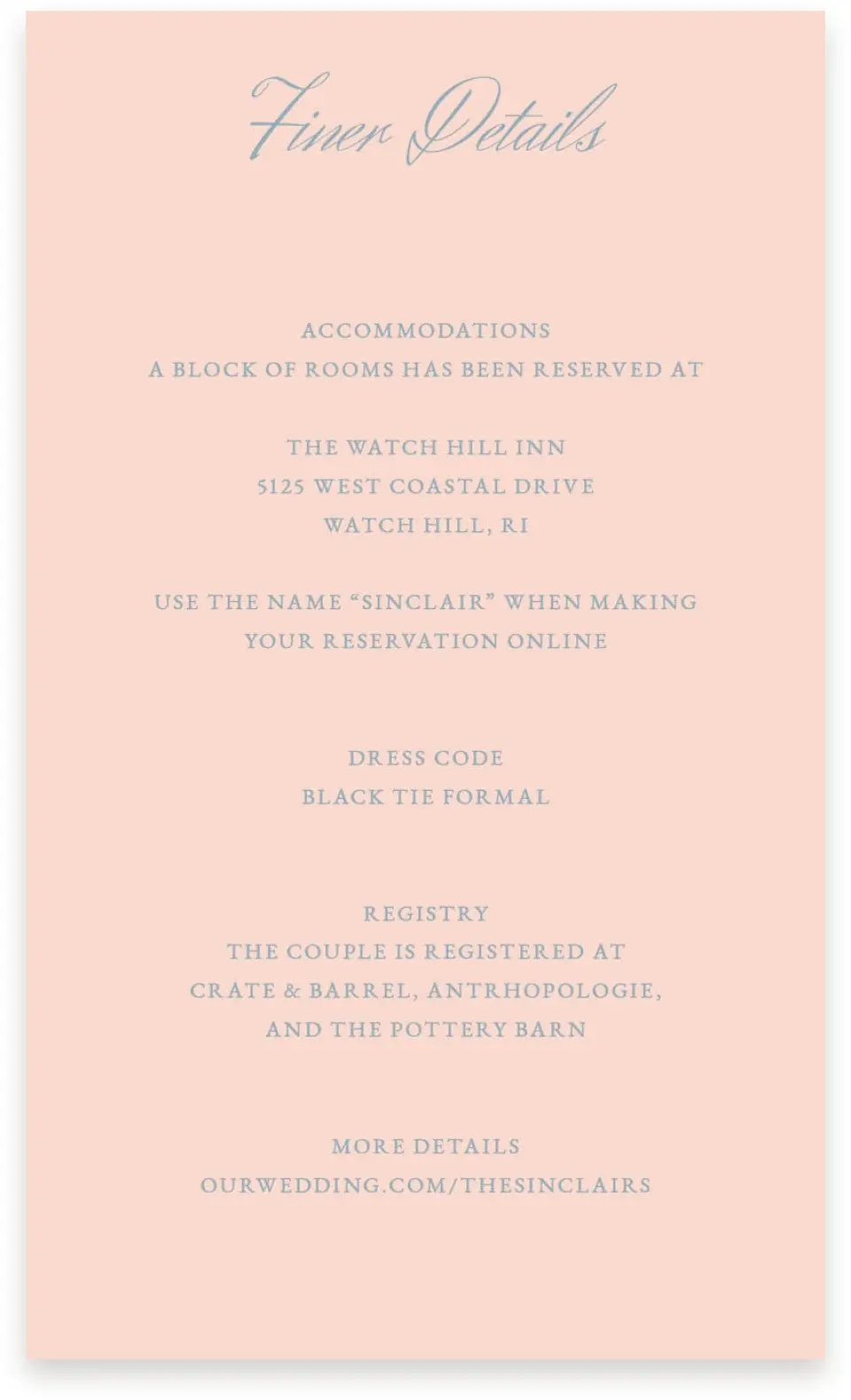 This is a  4" x 6.75" Enclosure Cards (Pocket Invitation) called Watch Hill printed in full color on Premium Smooth paper