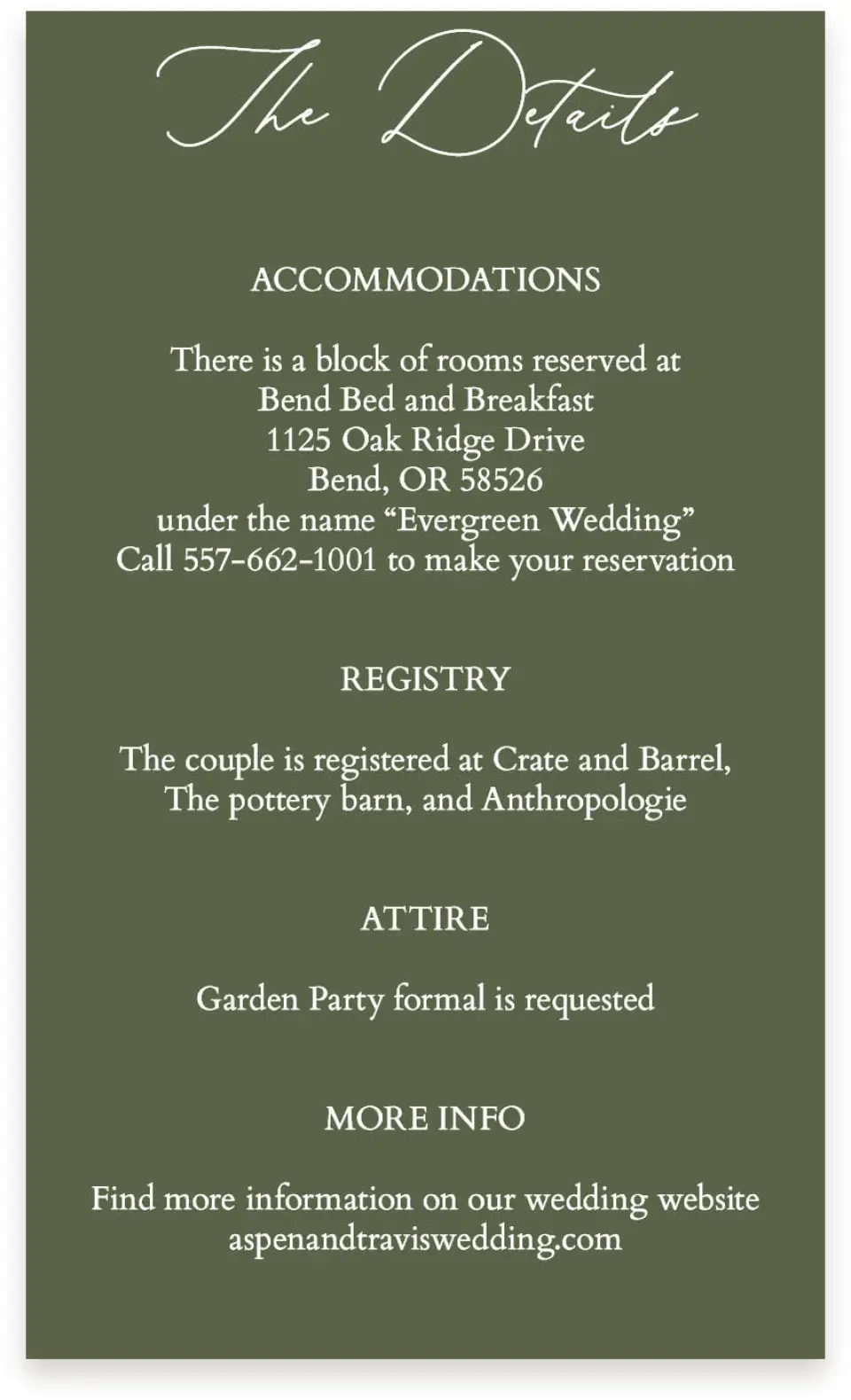 This is a  4" x 6.75" Enclosure Cards (Pocket Invitation) called Willowmere printed in full color on Premium Smooth paper