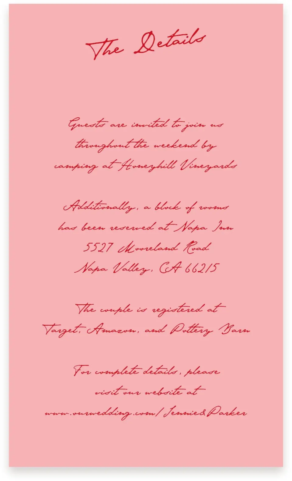 This is a  4" x 6.75" Enclosure Cards (Pocket Invitation) called With All Our Love printed in full color on Premium Smooth paper