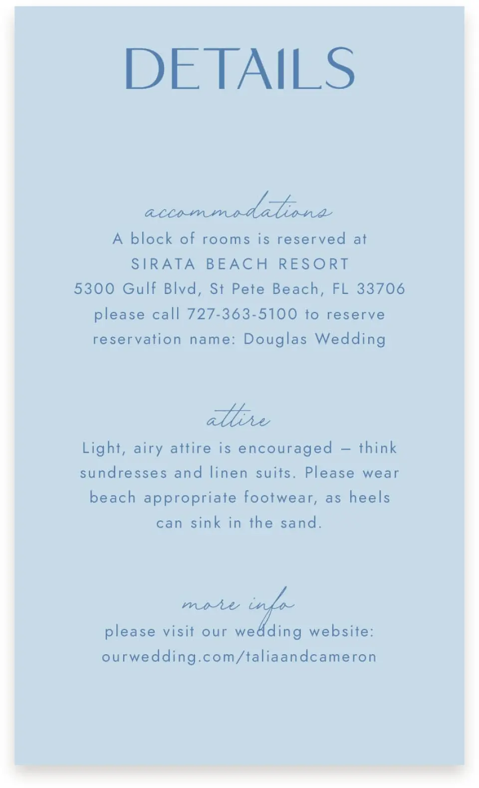 This is a  4" x 6.75" Enclosure Cards (Pocket Invitation) called Seaside Serenade printed in full color on Premium Smooth paper