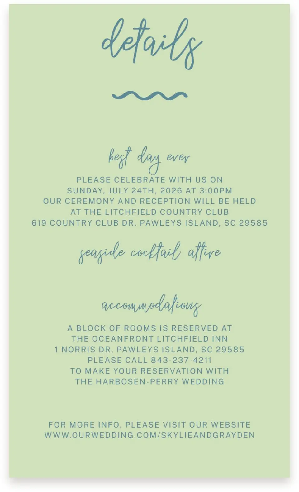 This is a  4" x 6.75" Enclosure Cards (Pocket Invitation) called I Hear Wedding Shells printed in full color on Premium Smooth paper