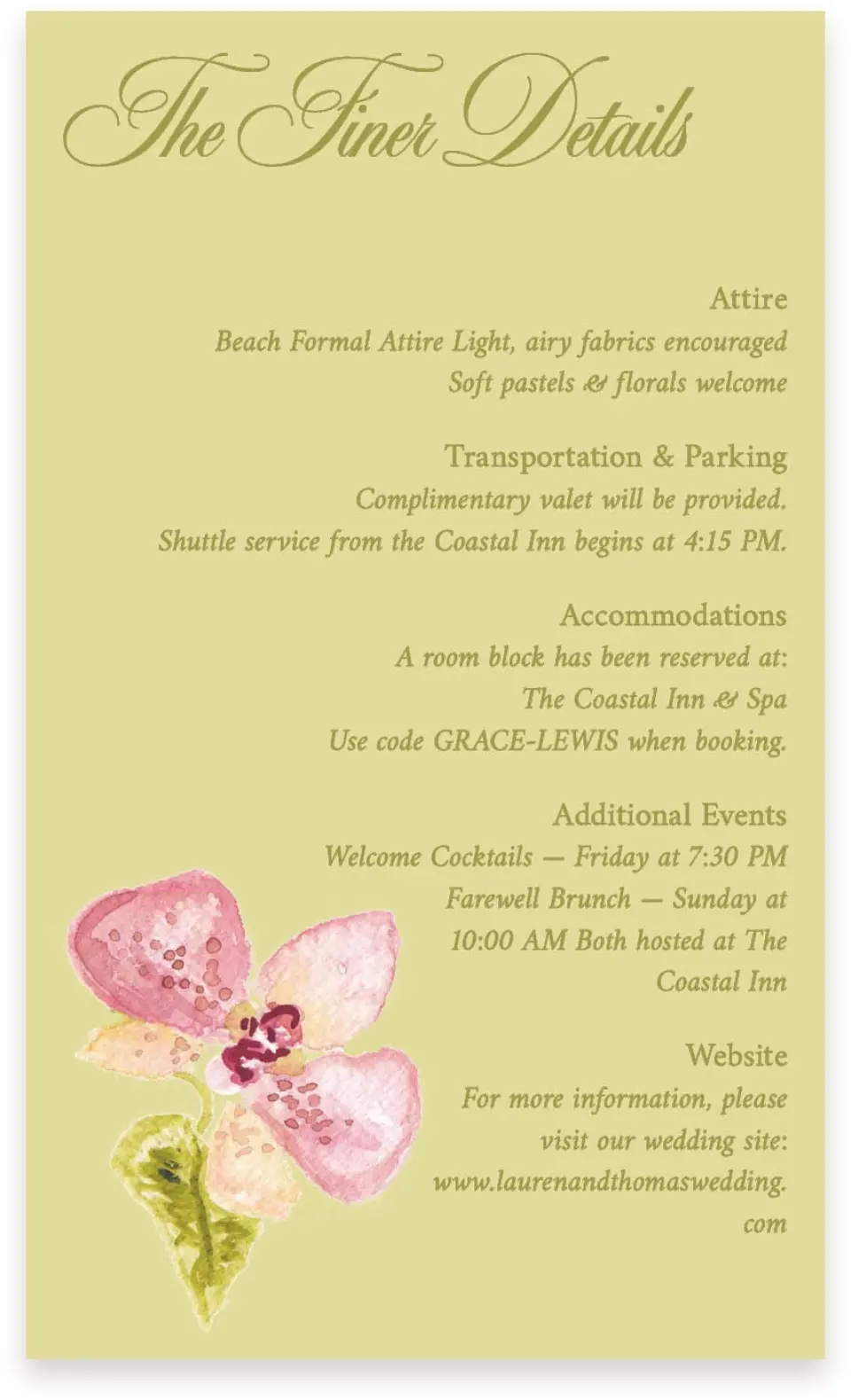 This is a  4" x 6.75" Enclosure Cards (Pocket Invitation) called Paradise in Bloom printed in full color on Premium Smooth paper