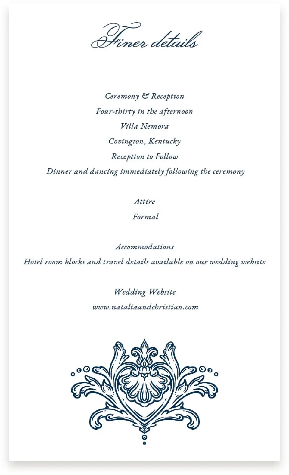 This is a  4" x 6.75" Enclosure Cards (Pocket Invitation) called Heirloom Crest printed in full color with Gold foil on Premium Smooth paper