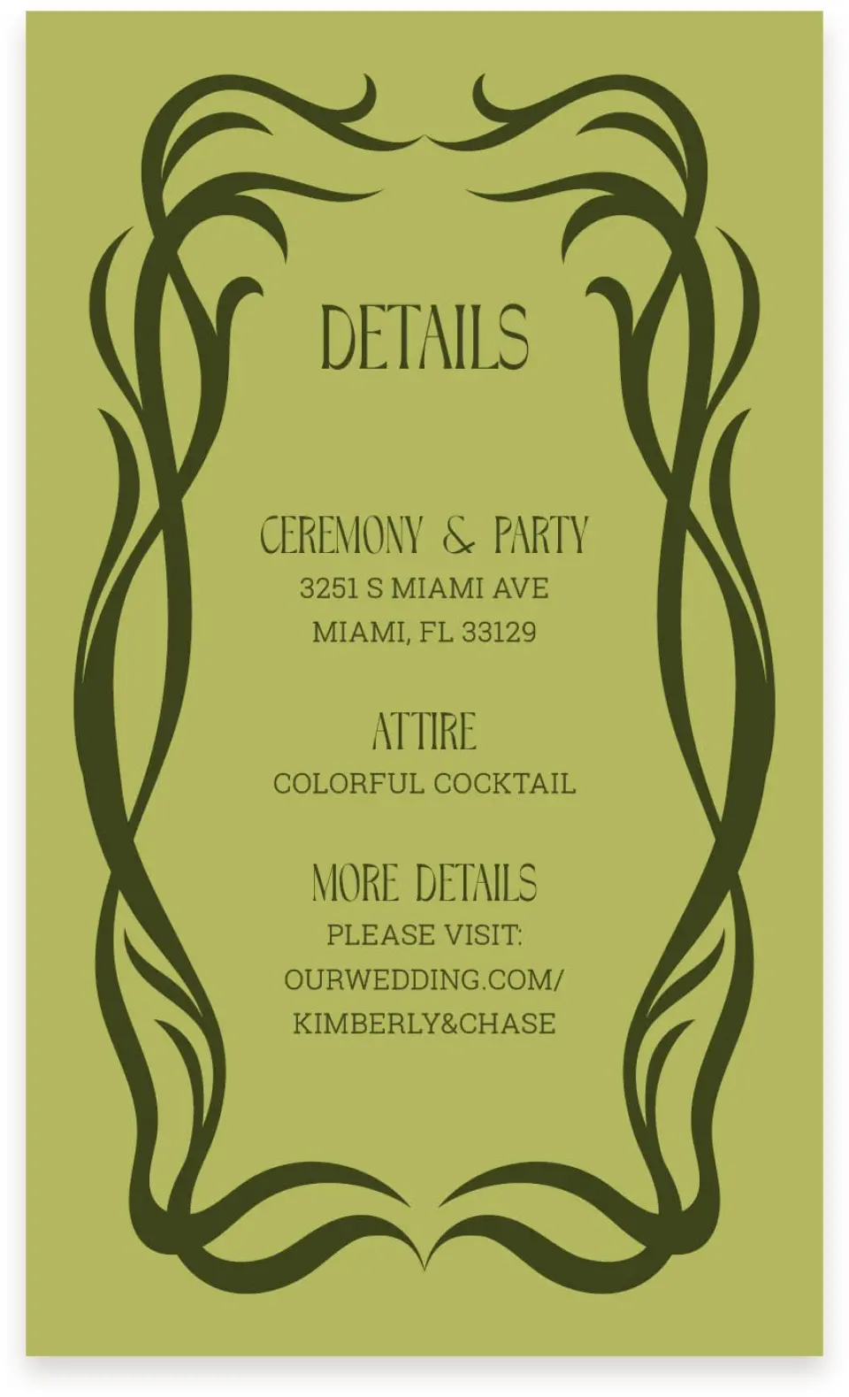 This is a  4" x 6.75" Enclosure Cards (Pocket Invitation) called Nouveau Romance printed in full color with Gold foil on Premium Smooth paper