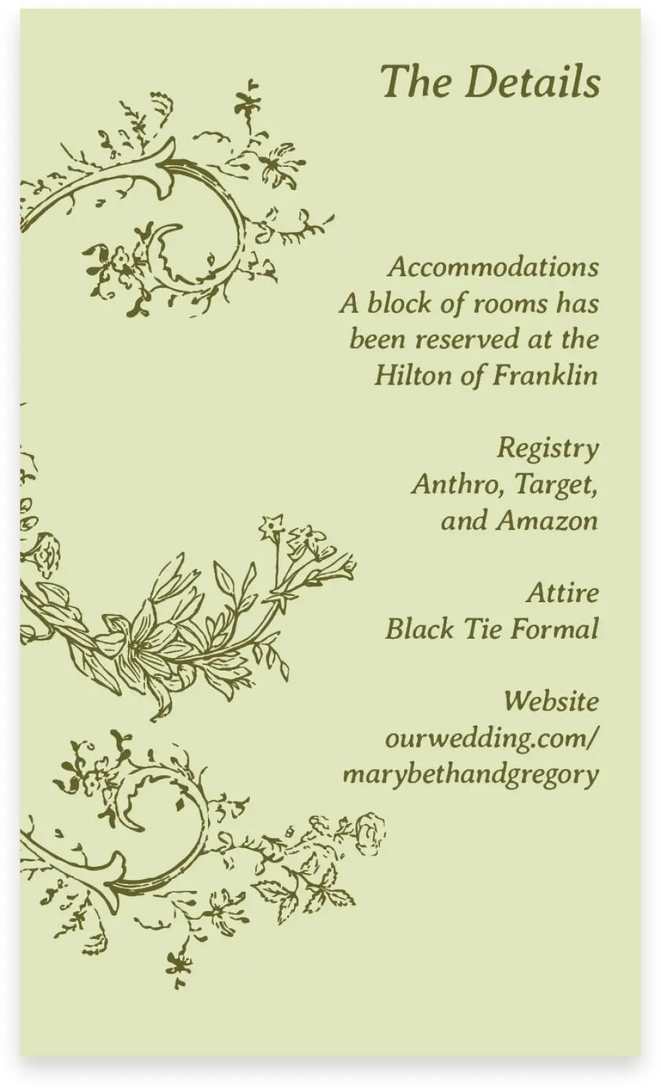 This is a  4" x 6.75" Enclosure Cards (Pocket Invitation) called Vintage Chinoiserie printed in full color with Gold foil on Premium Smooth paper