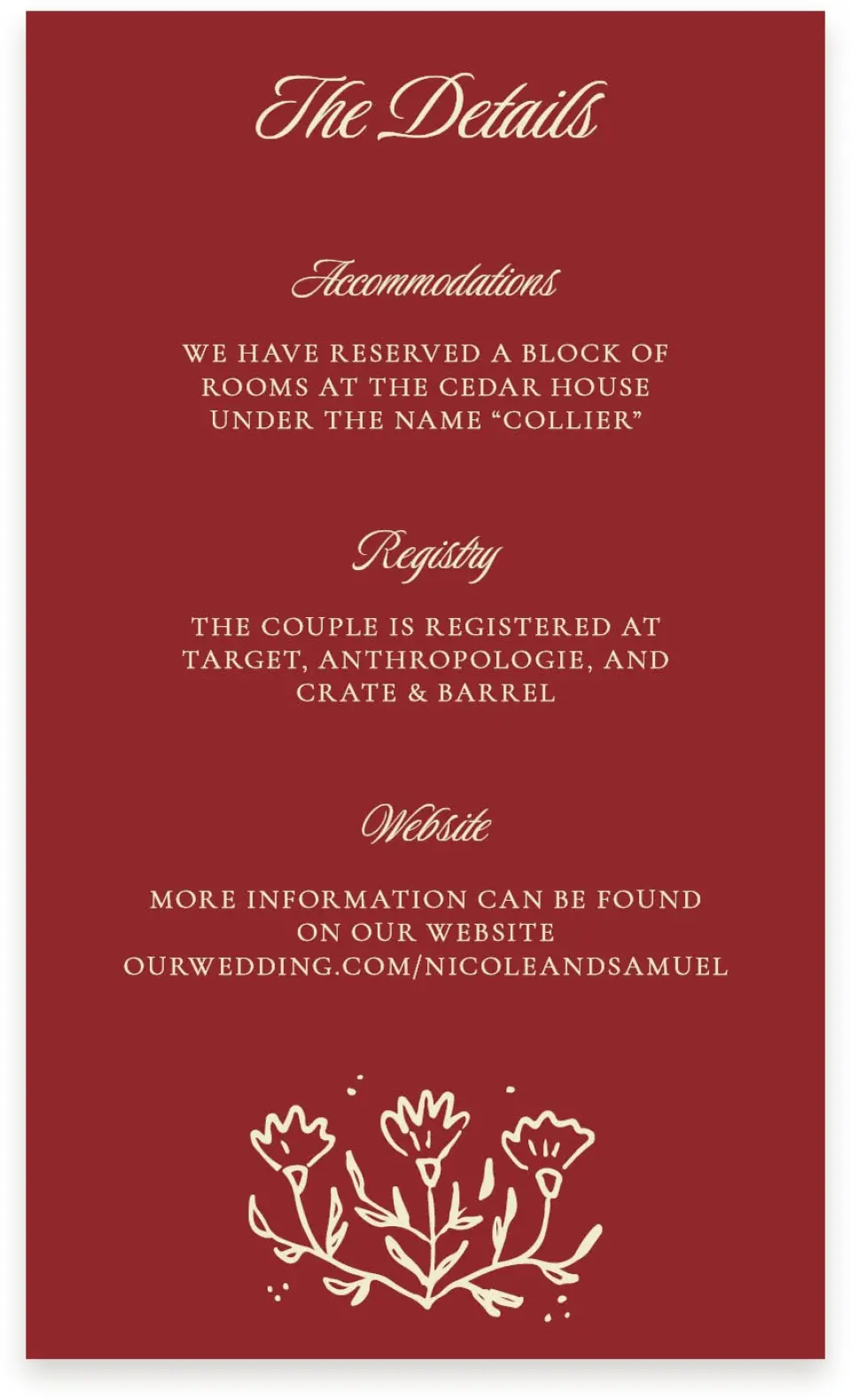 This is a  4" x 6.75" Enclosure Cards (Pocket Invitation) called Bloom & Crest printed in full color with Gold foil on Premium Smooth paper