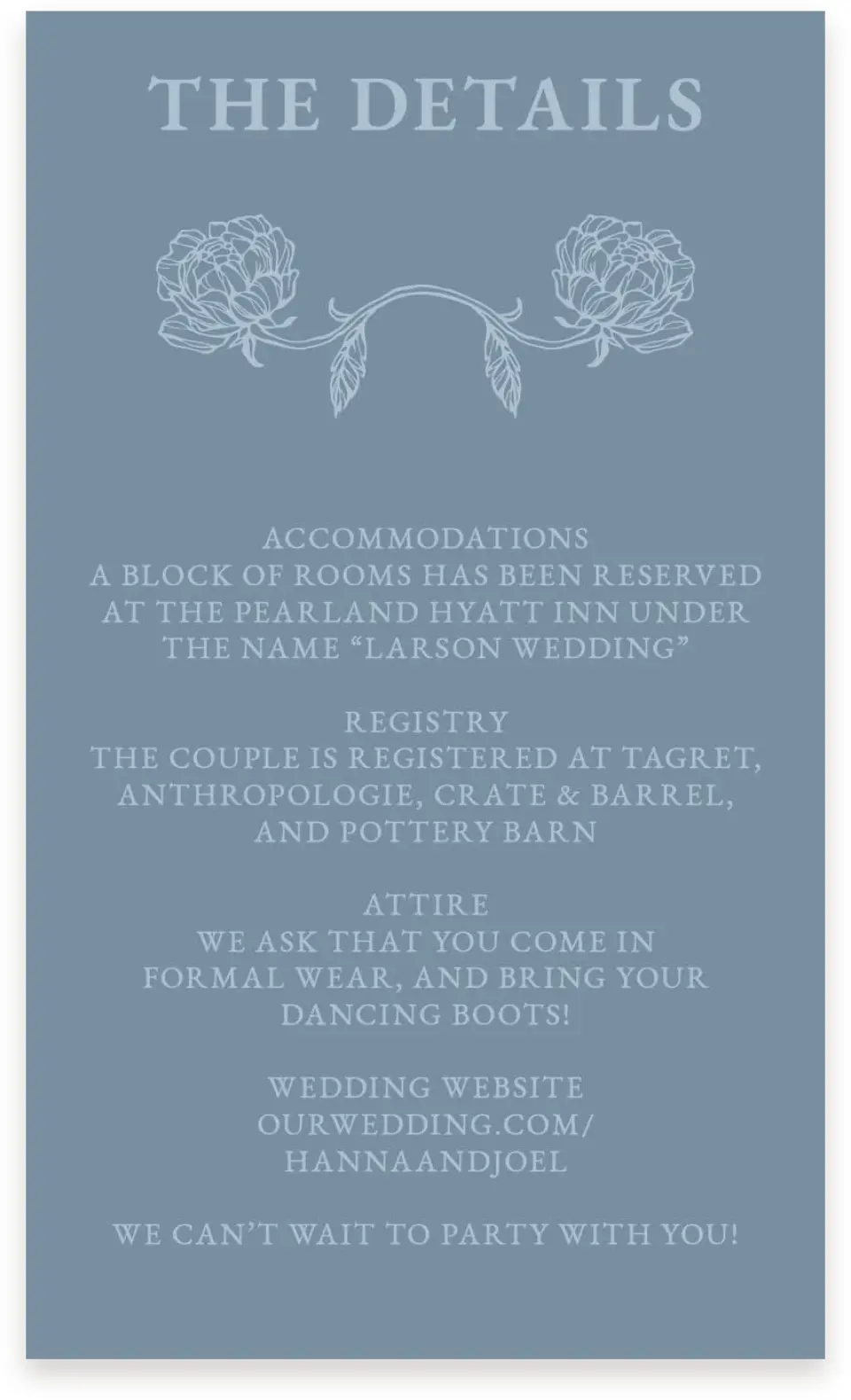 This is a  4" x 6.75" Enclosure Cards (Pocket Invitation) called Pressed Petals printed in full color with Silver foil on Luxe Satin (coated) paper