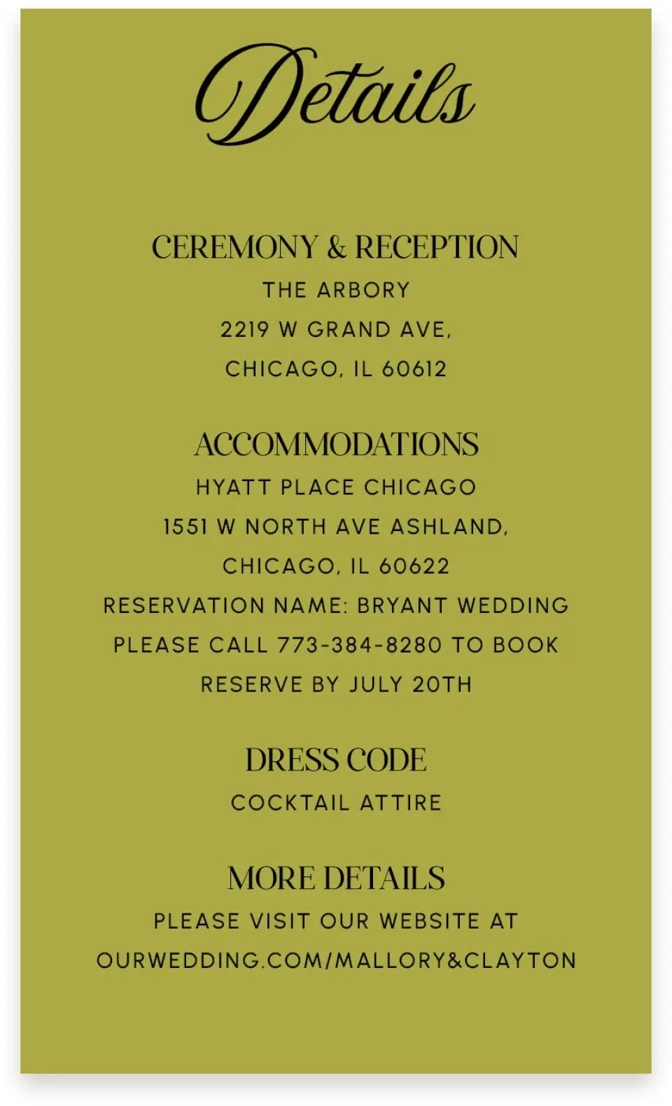 This is a  4" x 6.75" Enclosure Cards (Pocket Invitation) called The Mallory printed in full color on Premium Smooth paper