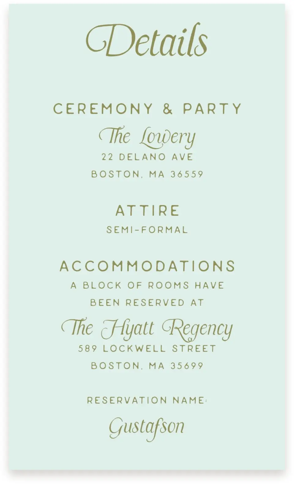 This is a  4" x 6.75" Enclosure Cards (Pocket Invitation) called The Rosemary printed in full color with Rose Gold foil on Luxe Satin (coated) paper