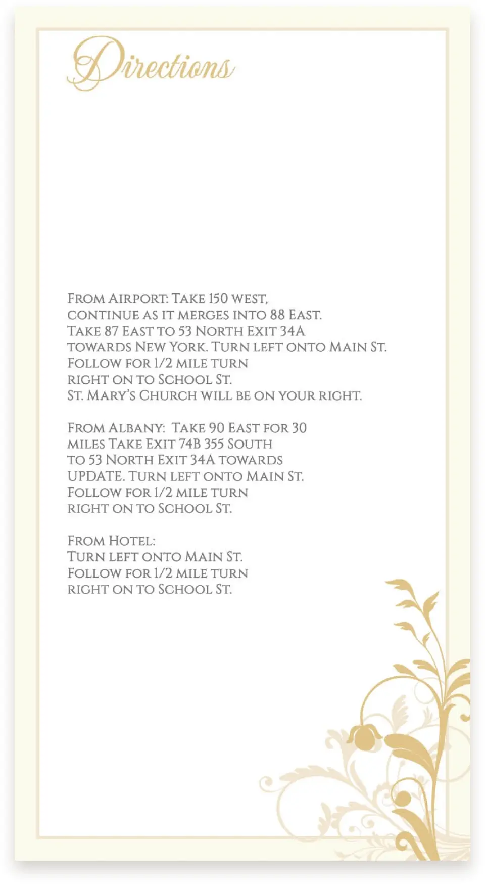 This is a  4" x 7.5" Information Cards (Pocket Invitation) called Classic Allure printed in full color on Premium Smooth paper