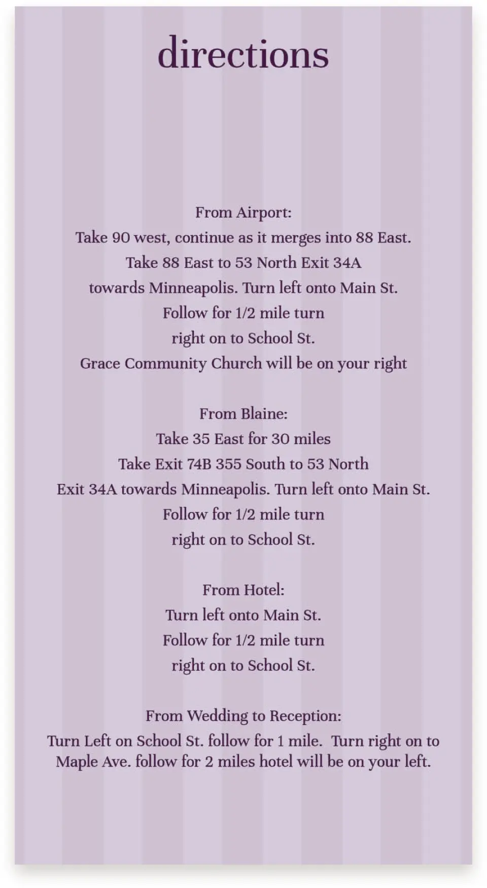 This is a  4" x 7.5" Information Cards (Pocket Invitation) called Lovely Lavender printed in full color on Premium Smooth paper