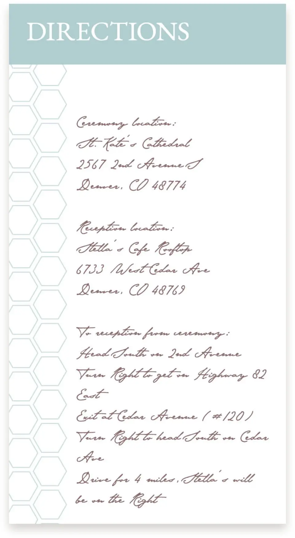 This is a  4" x 7.5" Information Cards (Pocket Invitation) called Honey Blossoms printed in full color on Premium Smooth paper