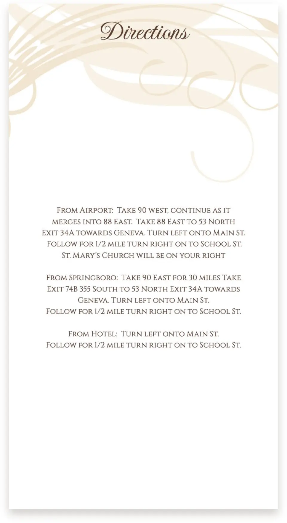 This is a  4" x 7.5" Information Cards (Pocket Invitation) called Whispering Feather printed in full color on Premium Smooth paper