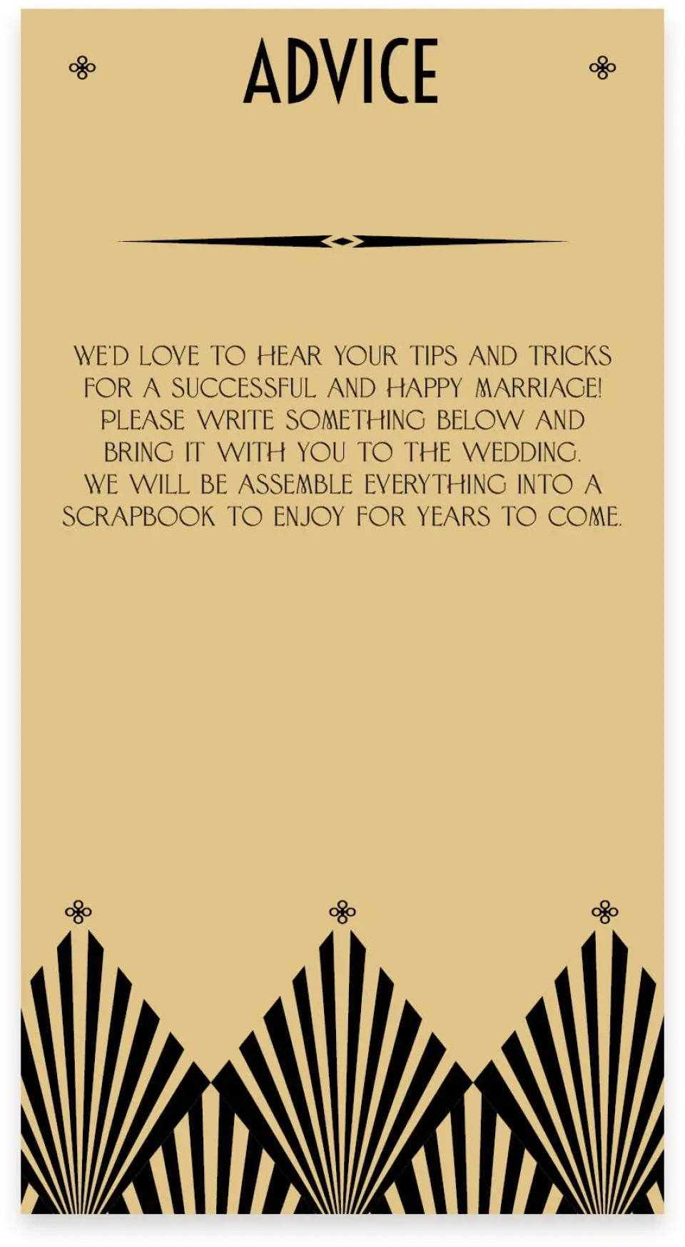 This is a  4" x 7.5" Information Cards (Pocket Invitation) called Deco Glam printed in full color on Premium Smooth paper
