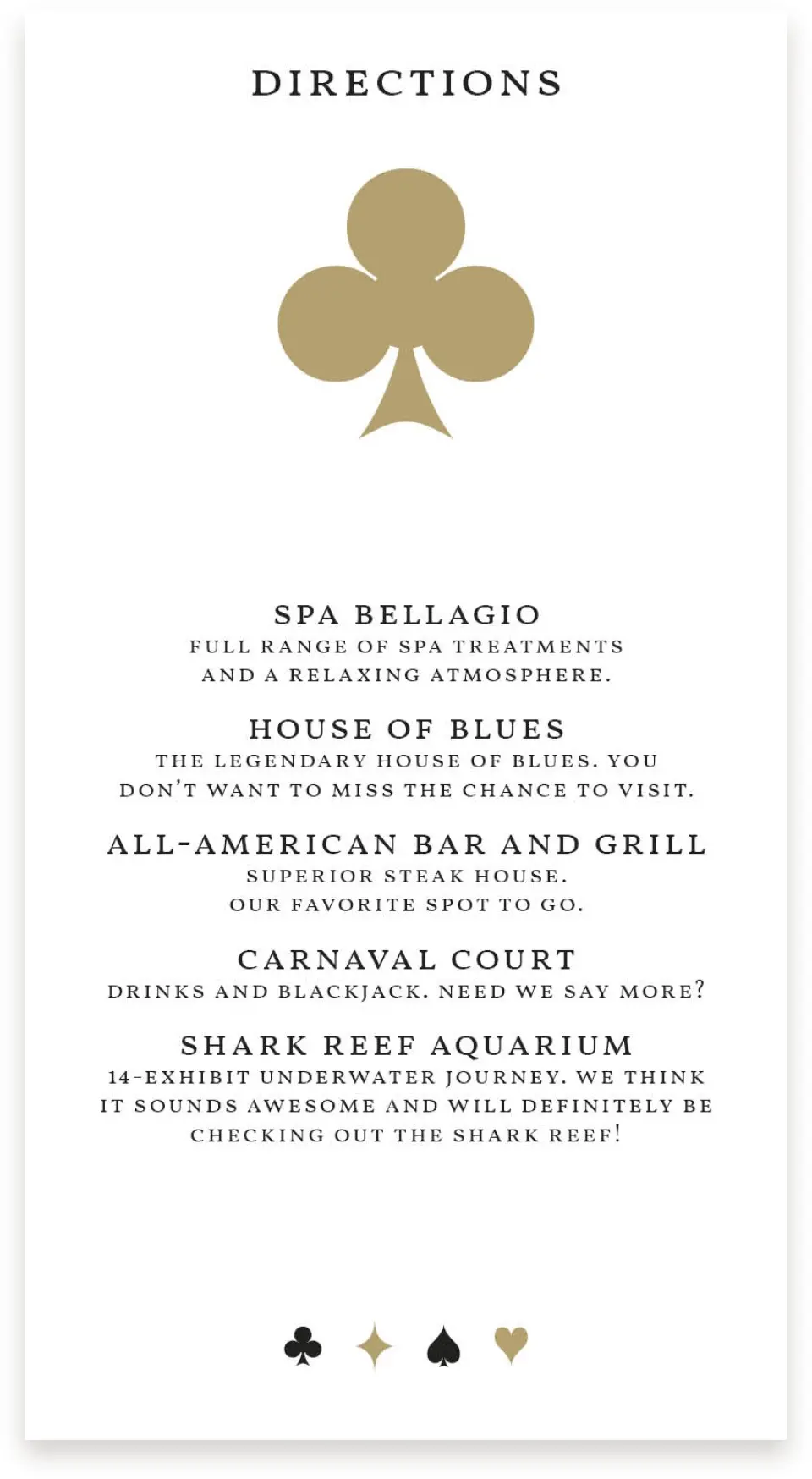 This is a  4" x 7.5" Information Cards (Pocket Invitation) called Vegas Luxe printed in full color on Premium Smooth paper