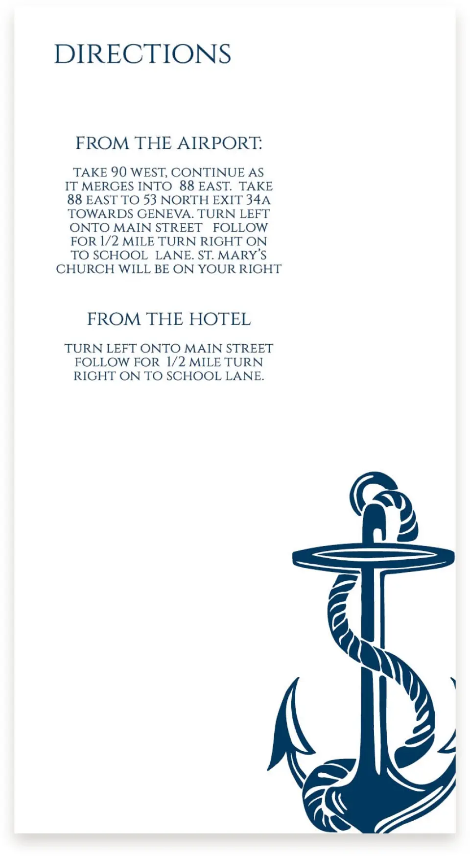 This is a  4" x 7.5" Information Cards (Pocket Invitation) called Love's Anchor printed in full color on Premium Smooth paper
