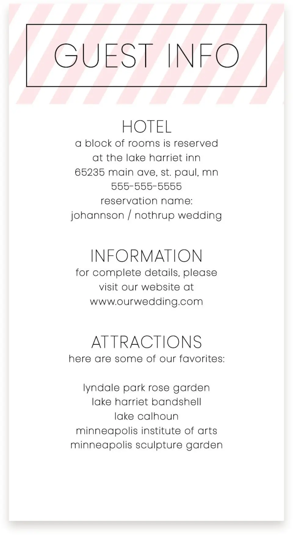 This is a  4" x 7.5" Information Cards (Pocket Invitation) called Delightful Stripes printed in full color on Premium Smooth paper