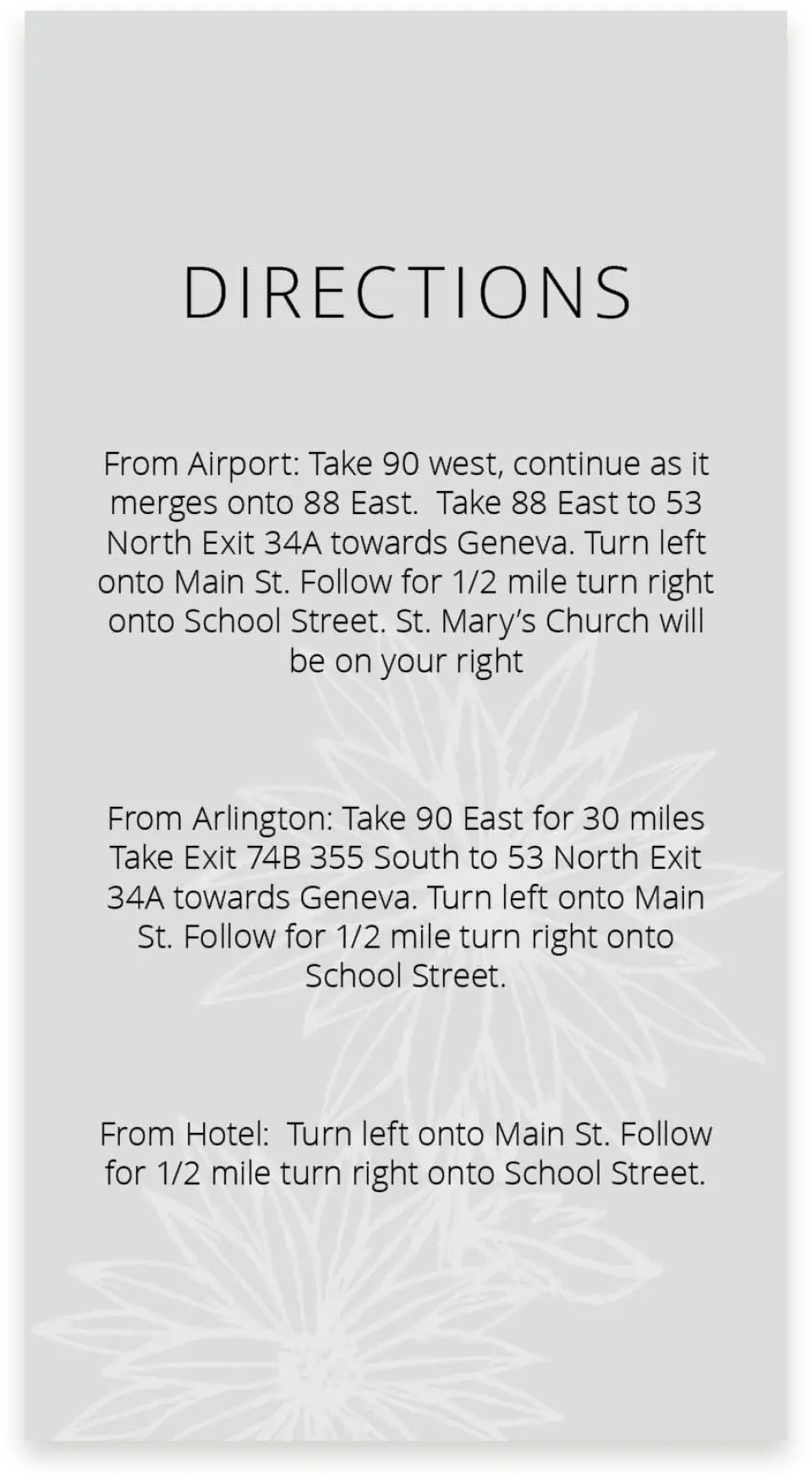 This is a  4" x 7.5" Information Cards (Pocket Invitation) called Botanical Burst printed in full color on Premium Smooth paper