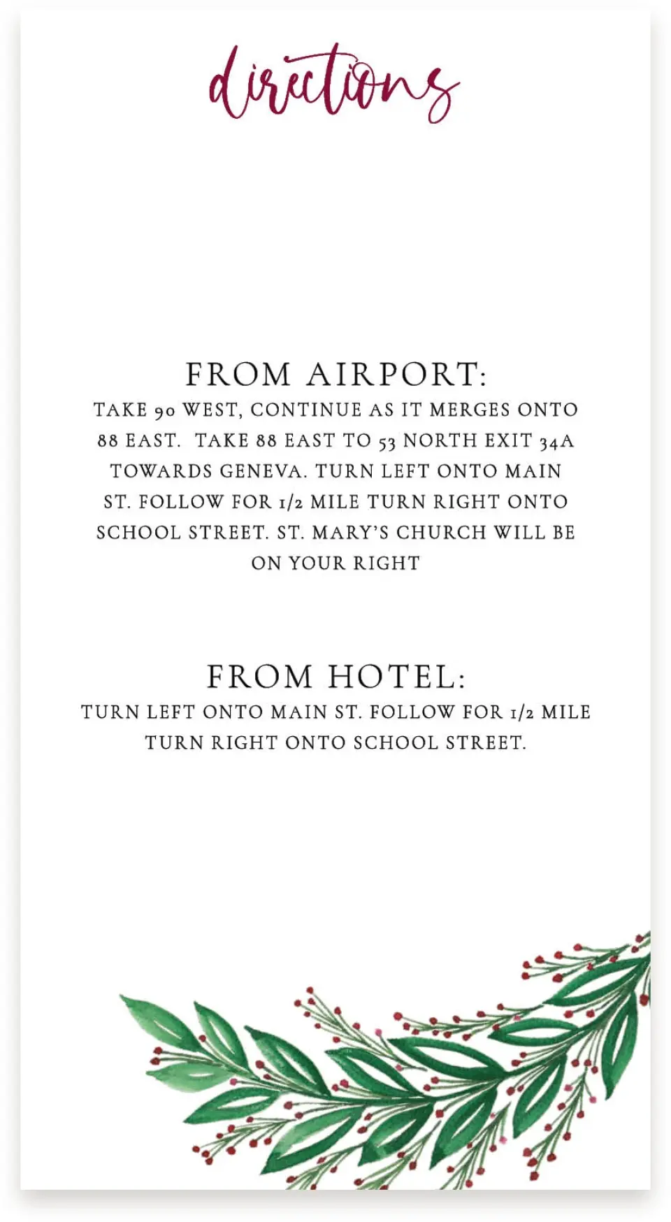 This is a  4" x 7.5" Information Cards (Pocket Invitation) called Splendid Garland printed in full color on Premium Smooth paper