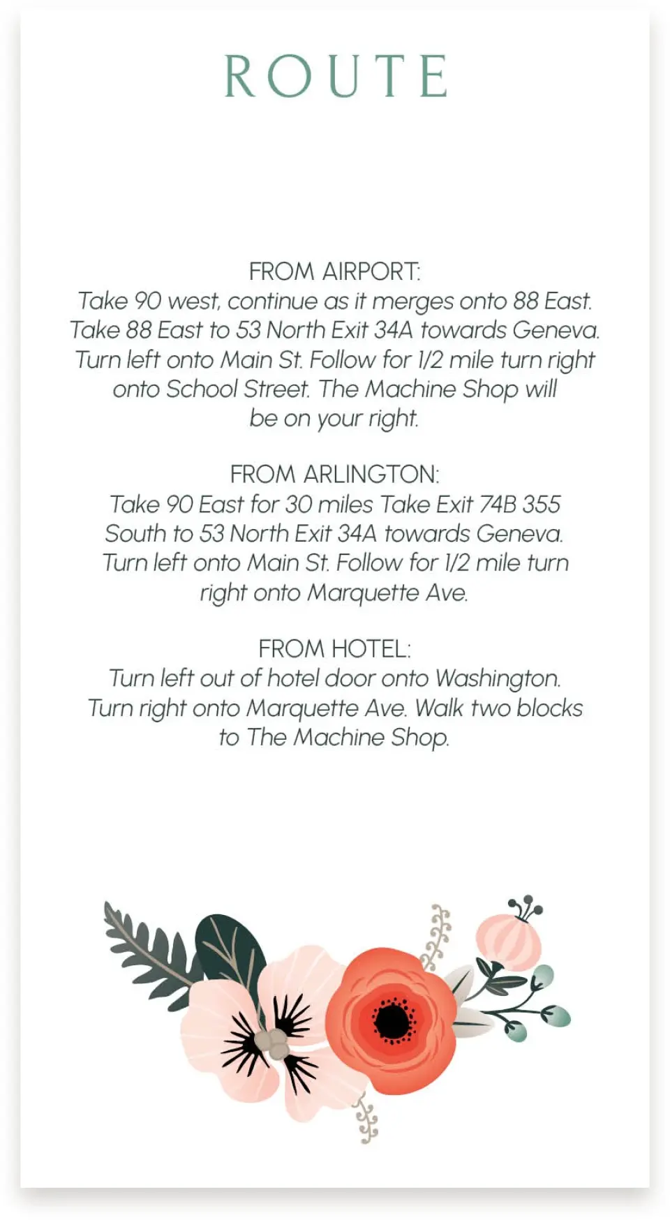 This is a  4" x 7.5" Information Cards (Pocket Invitation) called Modern Wreath printed in full color on Premium Smooth paper