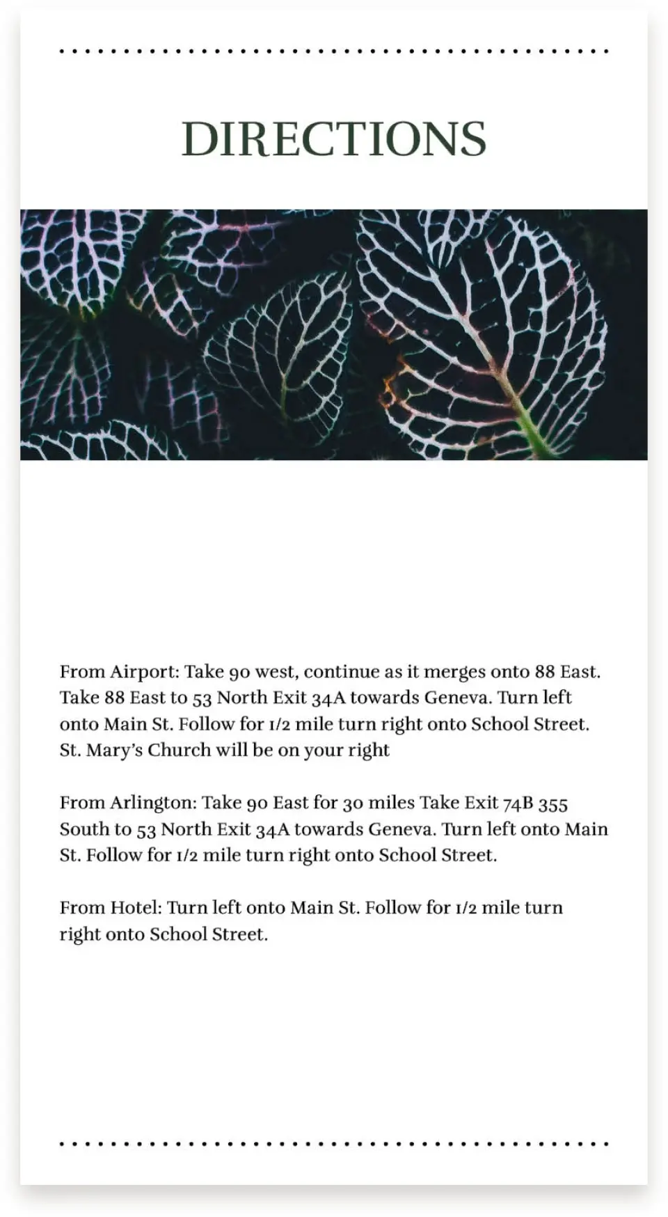 This is a  4" x 7.5" Information Cards (Pocket Invitation) called Enchanted Garden printed in full color on Premium Smooth paper