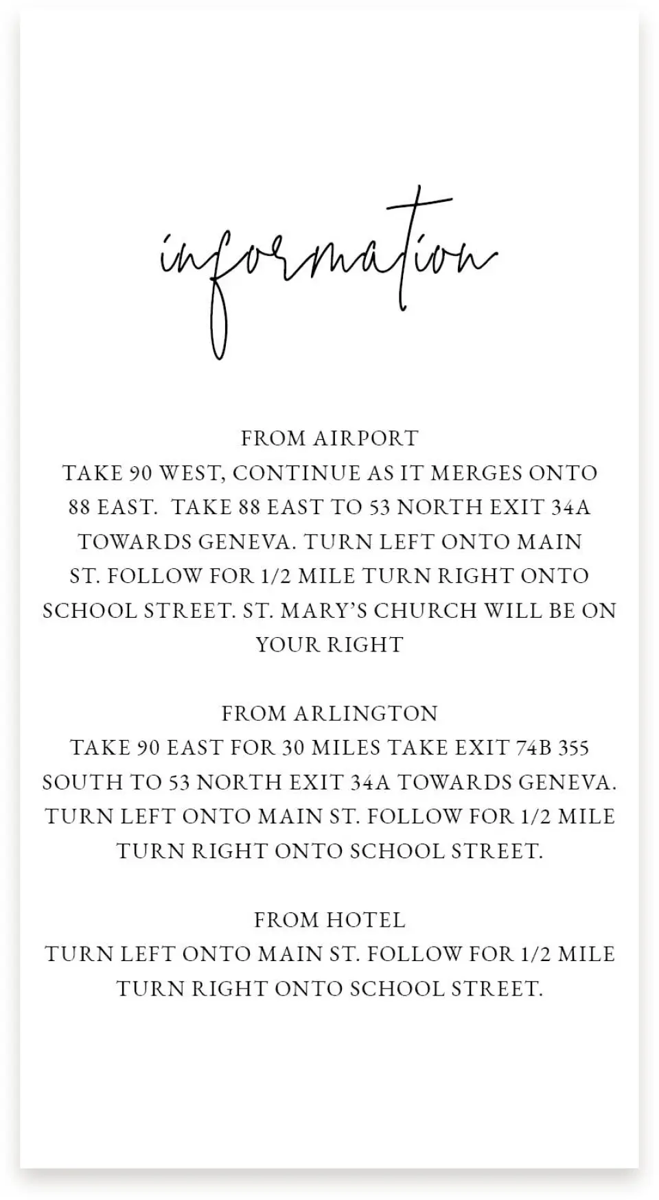 This is a  4" x 7.5" Information Cards (Pocket Invitation) called Sensibly Simple printed in full color on Premium Smooth paper