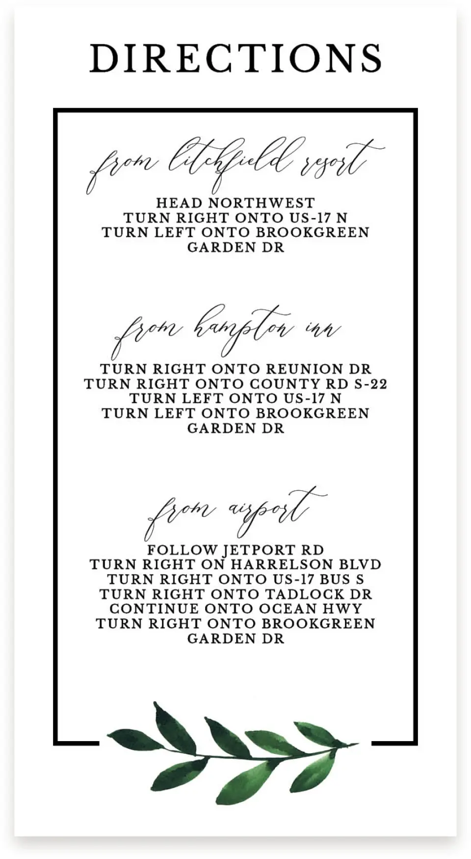 This is a  4" x 7.5" Information Cards (Pocket Invitation) called Wispy Greenery printed in full color on Premium Smooth paper
