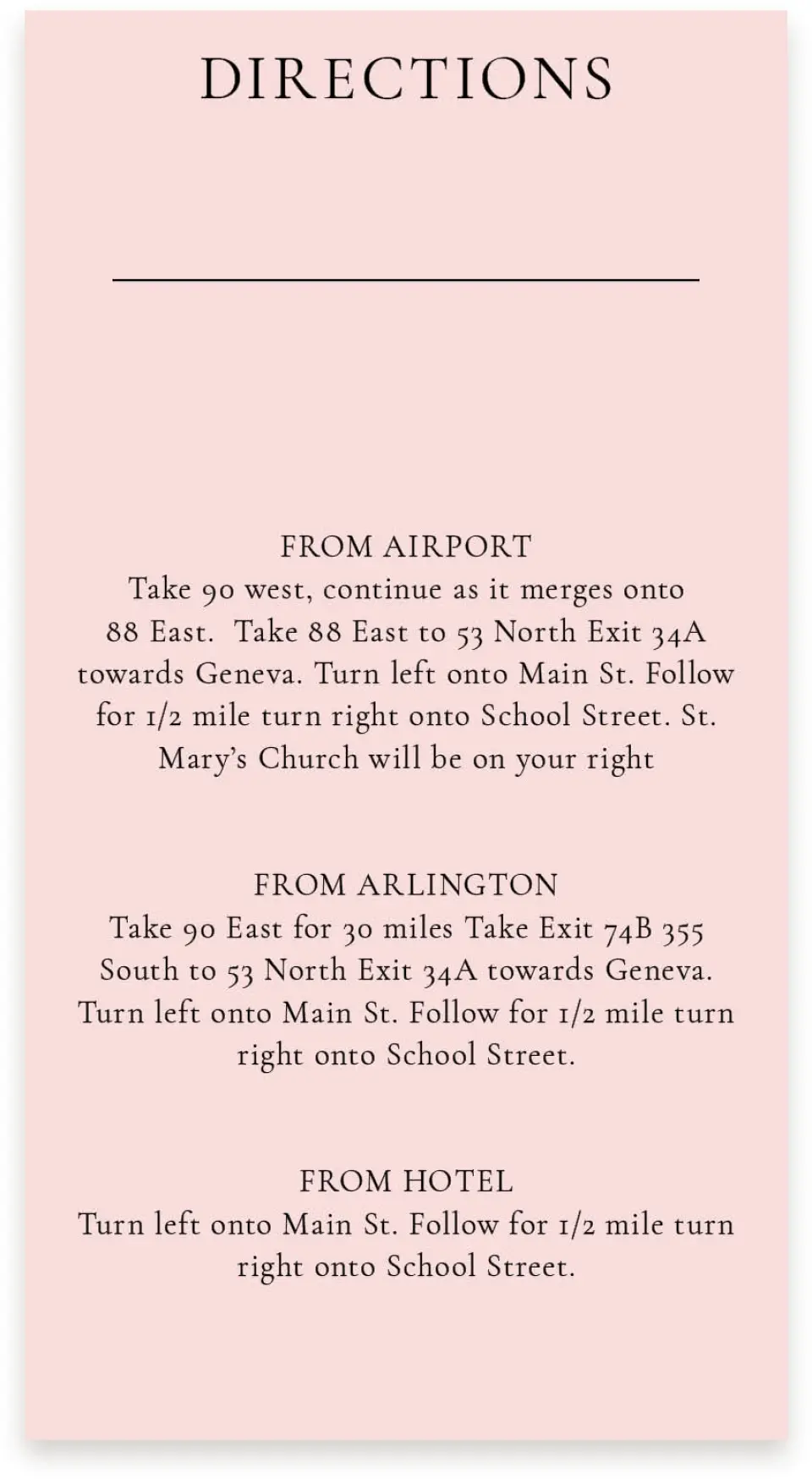 This is a  4" x 7.5" Information Cards (Pocket Invitation) called Lovely Blush printed in full color on Premium Smooth paper