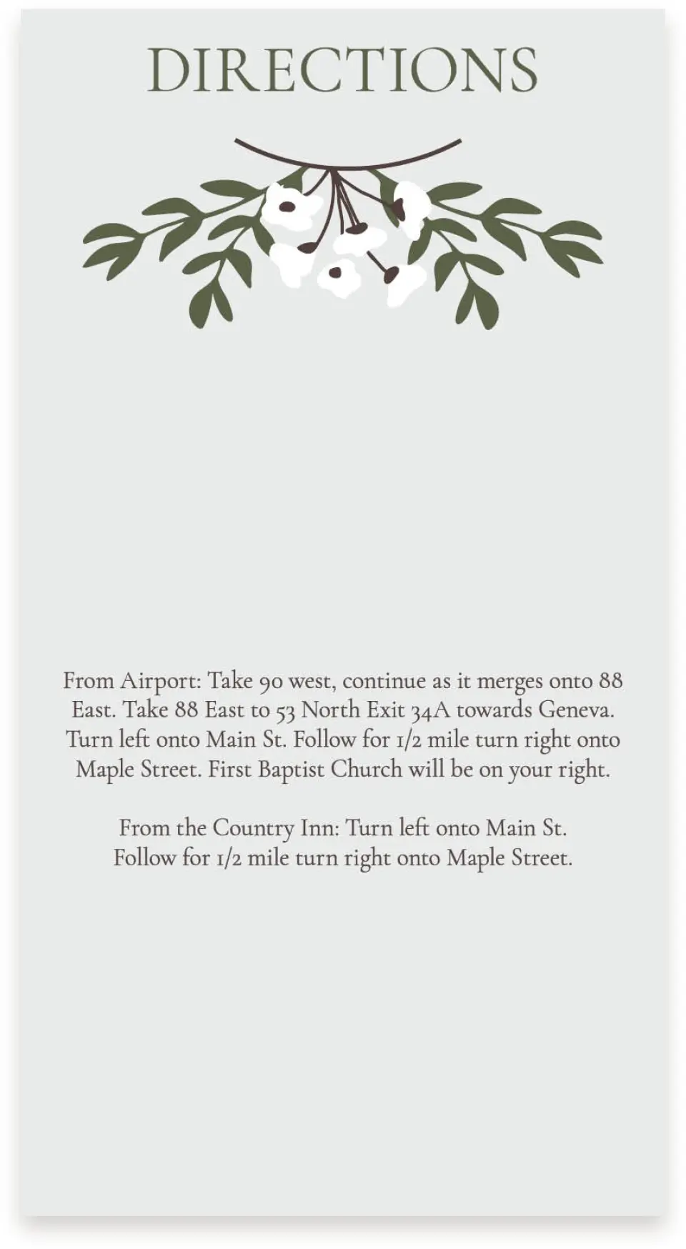 This is a  4" x 7.5" Information Cards (Pocket Invitation) called Floral Bliss printed in full color on Premium Smooth paper