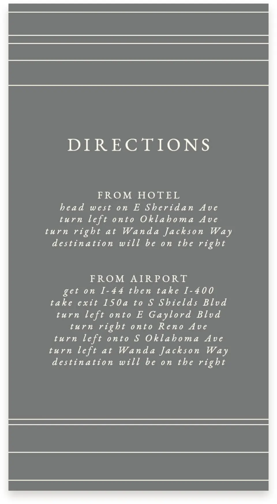 This is a  4" x 7.5" Information Cards (Pocket Invitation) called Harmonious Stripes printed in full color on Premium Smooth paper