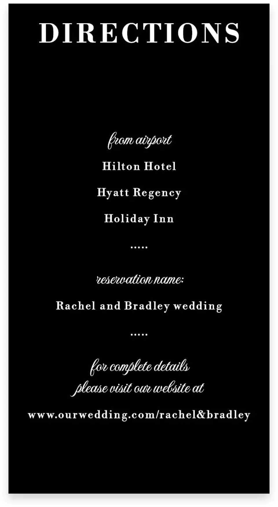 This is a  4" x 7.5" Information Cards (Pocket Invitation) called Moody Swashes printed in full color on Premium Smooth paper