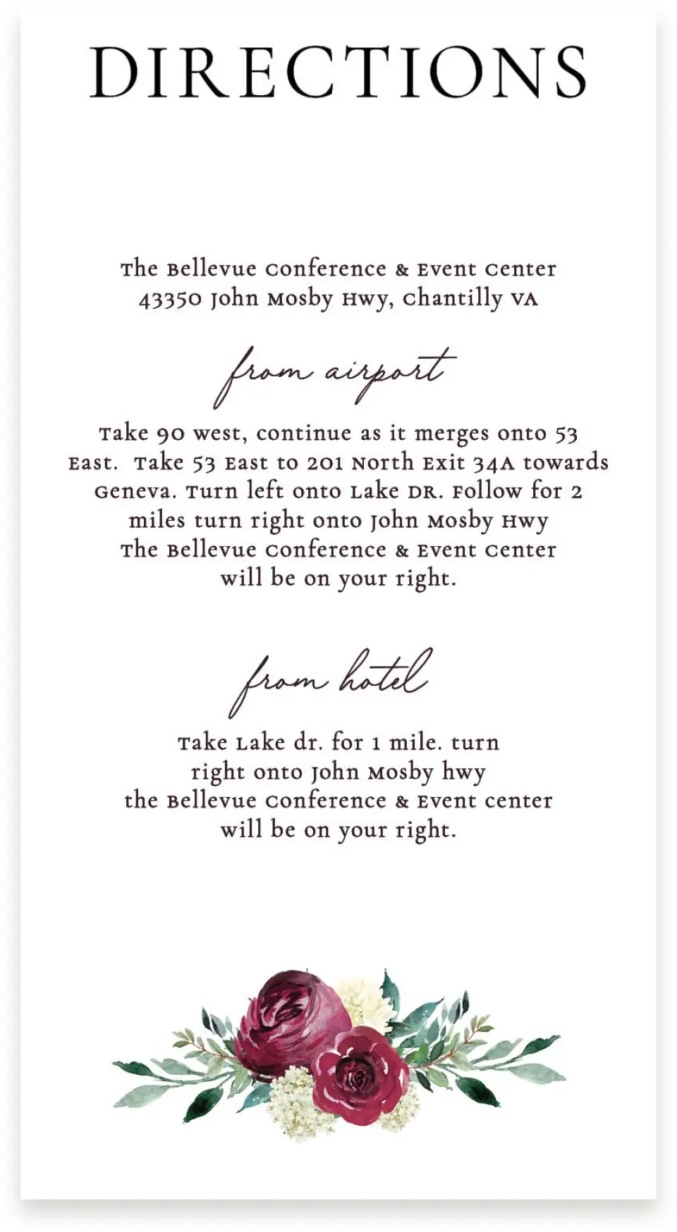 This is a  4" x 7.5" Information Cards (Pocket Invitation) called Floral Touch printed in full color on Premium Smooth paper