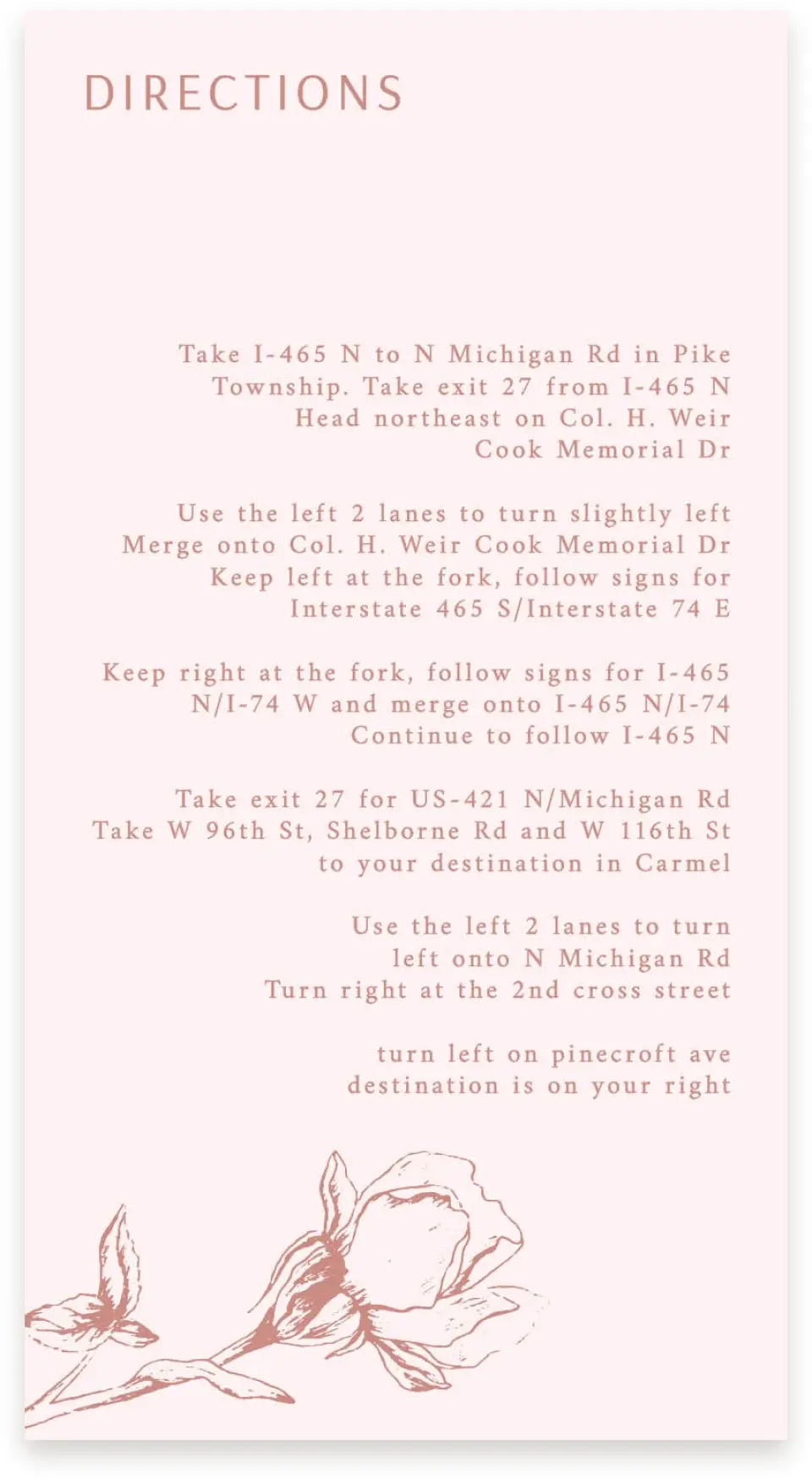 This is a  4" x 7.5" Information Cards (Pocket Invitation) called Blooming Bud printed in full color on Premium Smooth paper