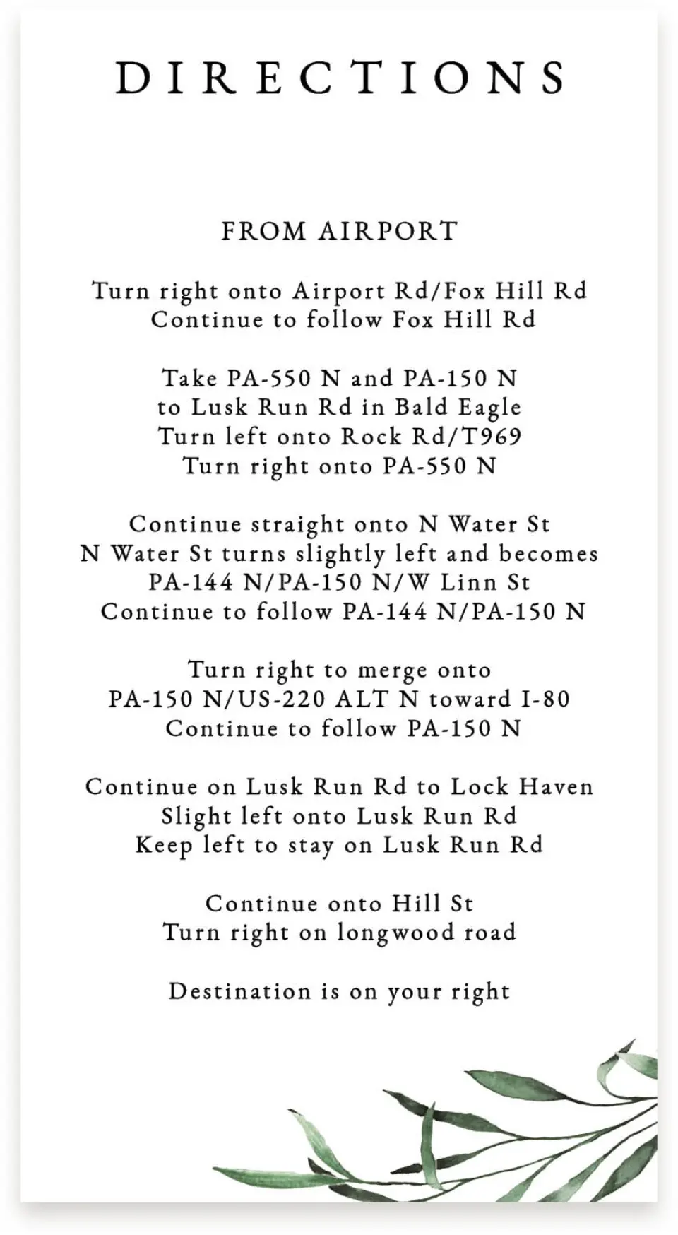 This is a  4" x 7.5" Information Cards (Pocket Invitation) called Tender Twig printed in full color on Premium Smooth paper