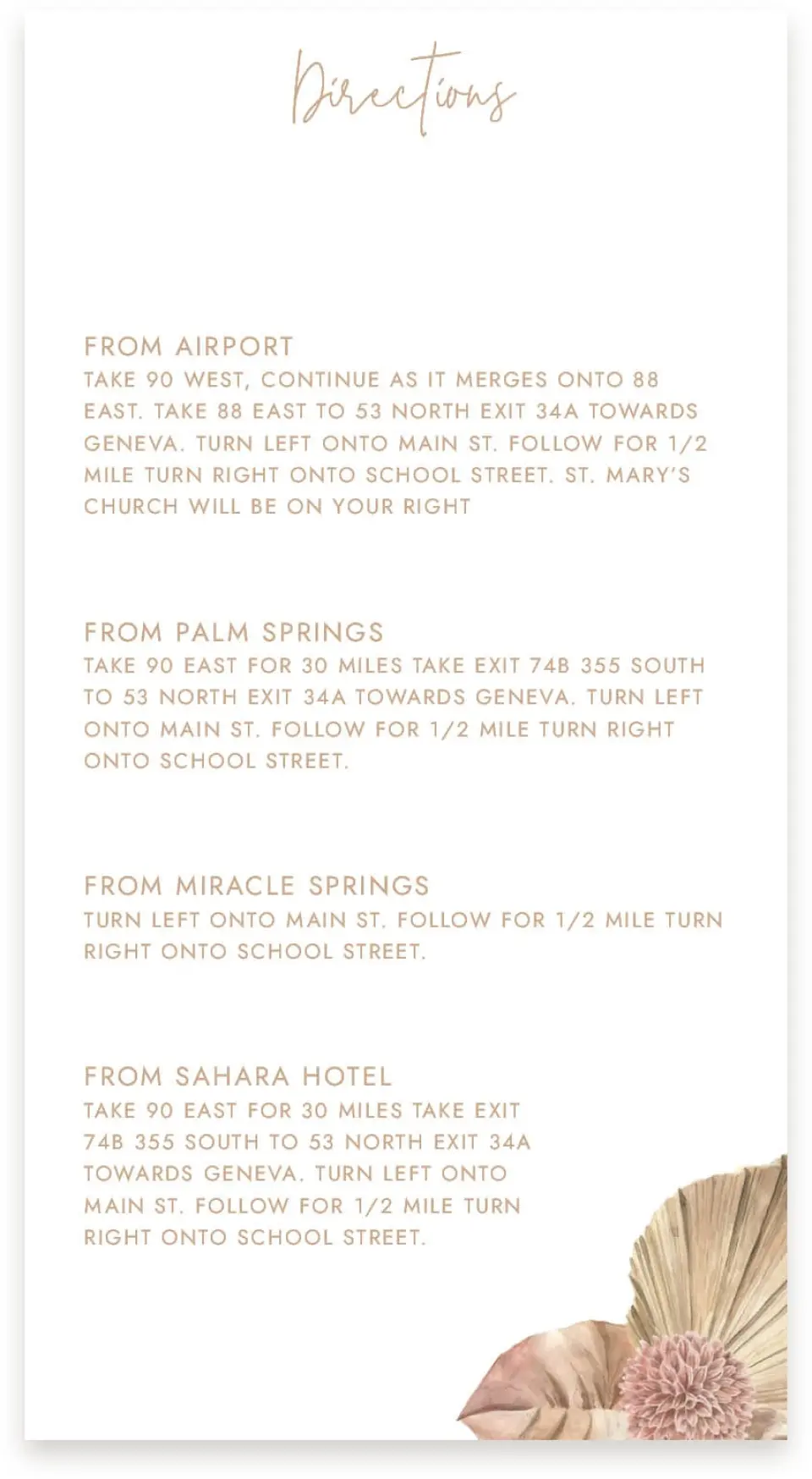 This is a  4" x 7.5" Information Cards (Pocket Invitation) called Boho Blooms printed in full color on Premium Smooth paper