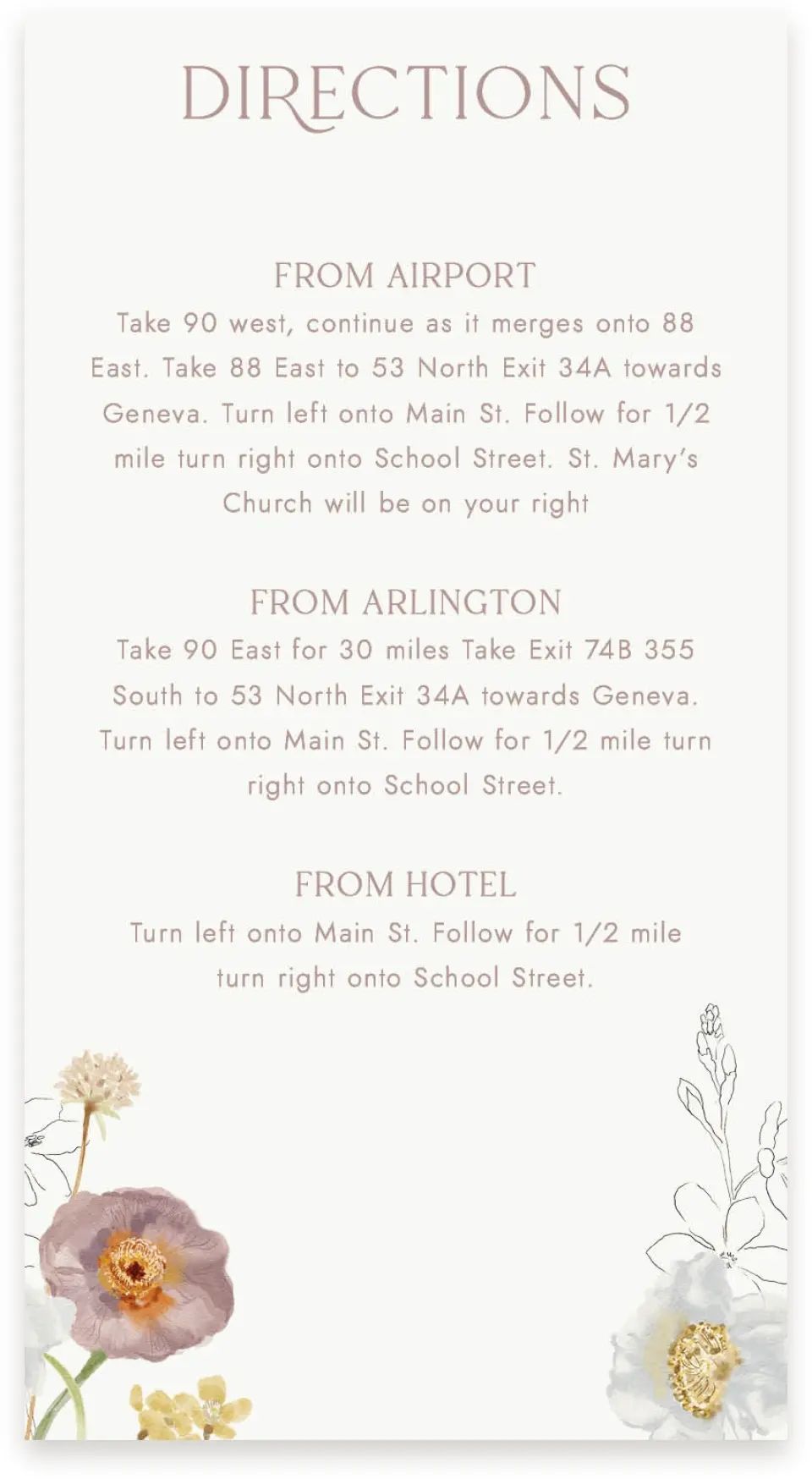 This is a  4" x 7.5" Information Cards (Pocket Invitation) called Enchanting Wildflowers printed in full color on Premium Smooth paper