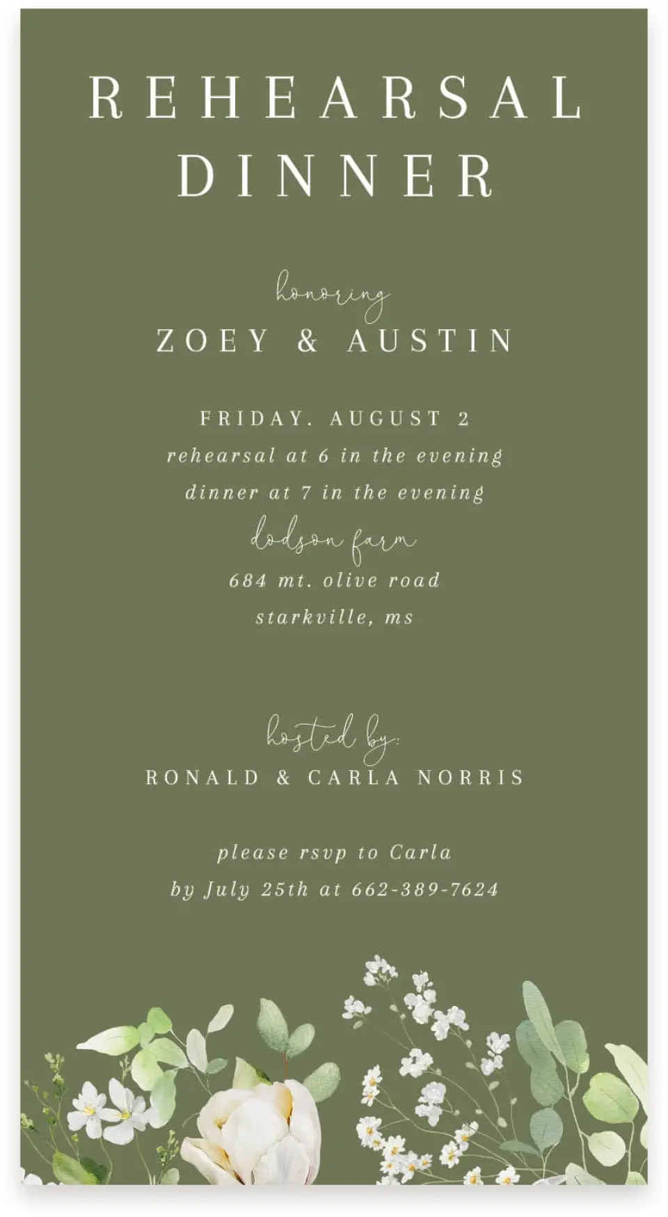 This is a  4" x 7.5" Information Cards (Pocket Invitation) called The Zoey printed in full color on Premium Smooth paper