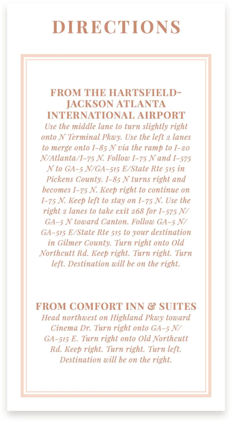 This is a  4" x 7.5" Information Cards (Pocket Invitation) called Gorgeous Blush printed in full color on Premium Smooth paper