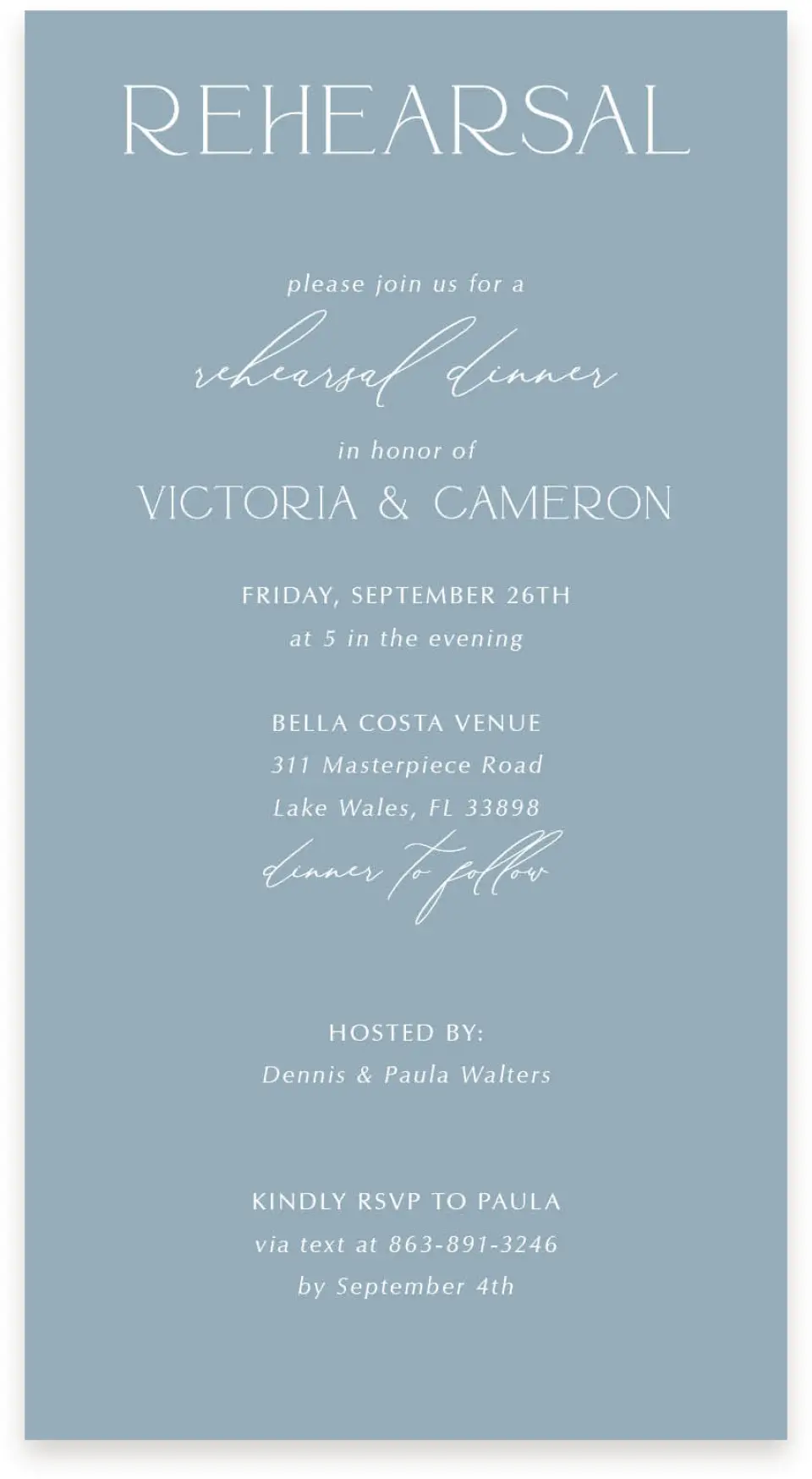 This is a  4" x 7.5" Information Cards (Pocket Invitation) called The Victoria printed in full color with Silver foil on Luxe Satin (coated) paper