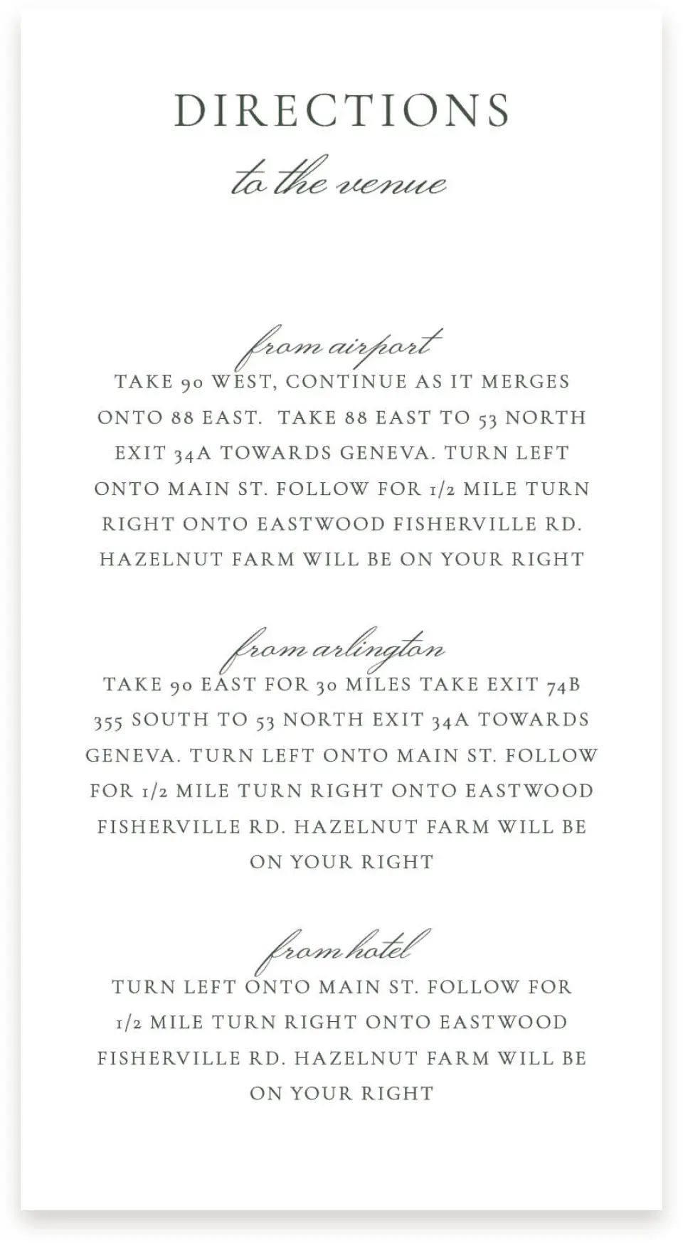 This is a  4" x 7.5" Information Cards (Pocket Invitation) called The Adaline printed in full color on Premium Smooth paper