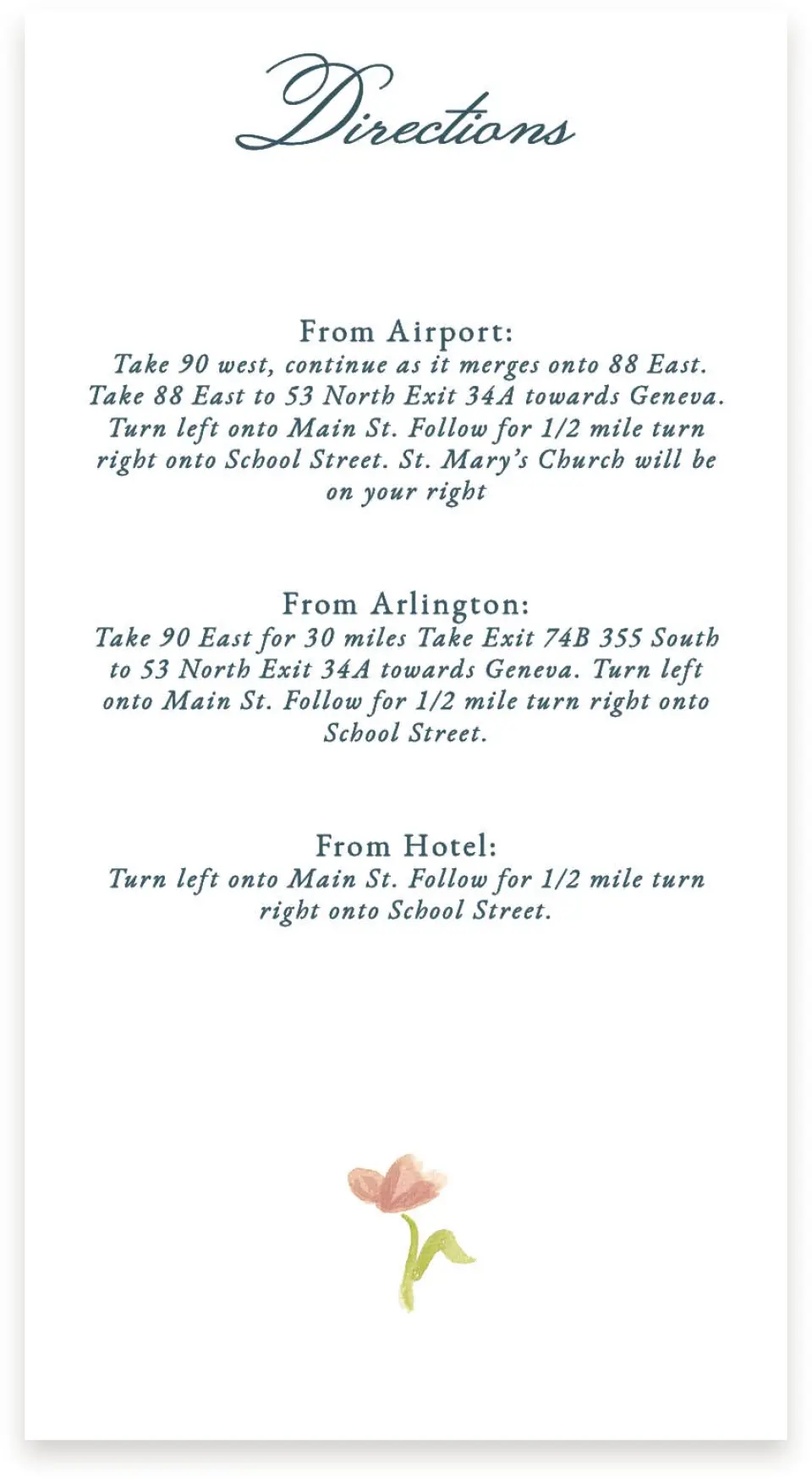This is a  4" x 7.5" Information Cards (Pocket Invitation) called Garden of Vows printed in full color on Premium Smooth paper