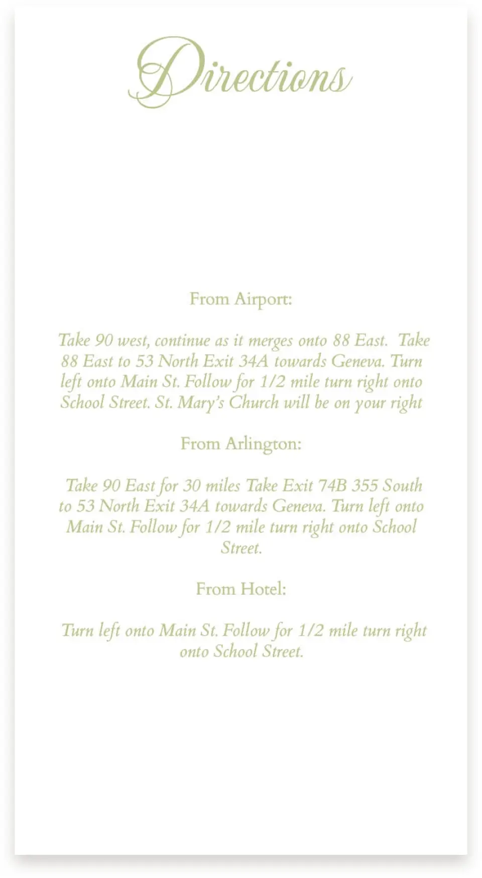 This is a  4" x 7.5" Information Cards (Pocket Invitation) called Southern Belle printed in full color on Premium Smooth paper