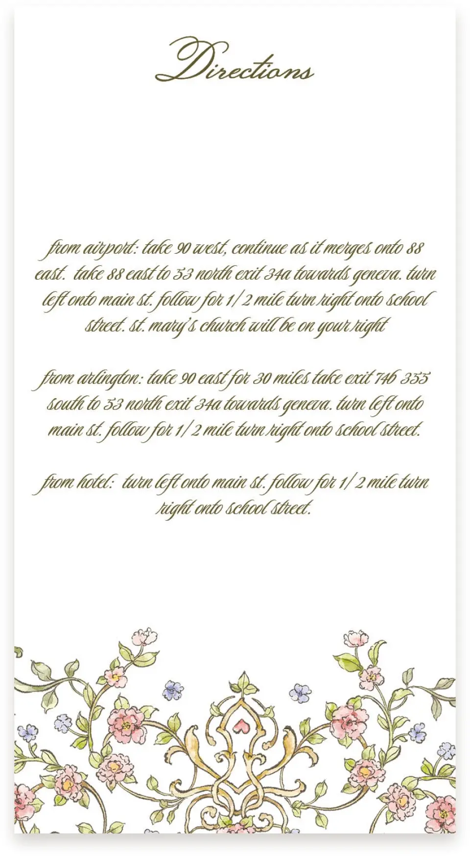 This is a  4" x 7.5" Information Cards (Pocket Invitation) called Ever After printed in full color on Premium Smooth paper