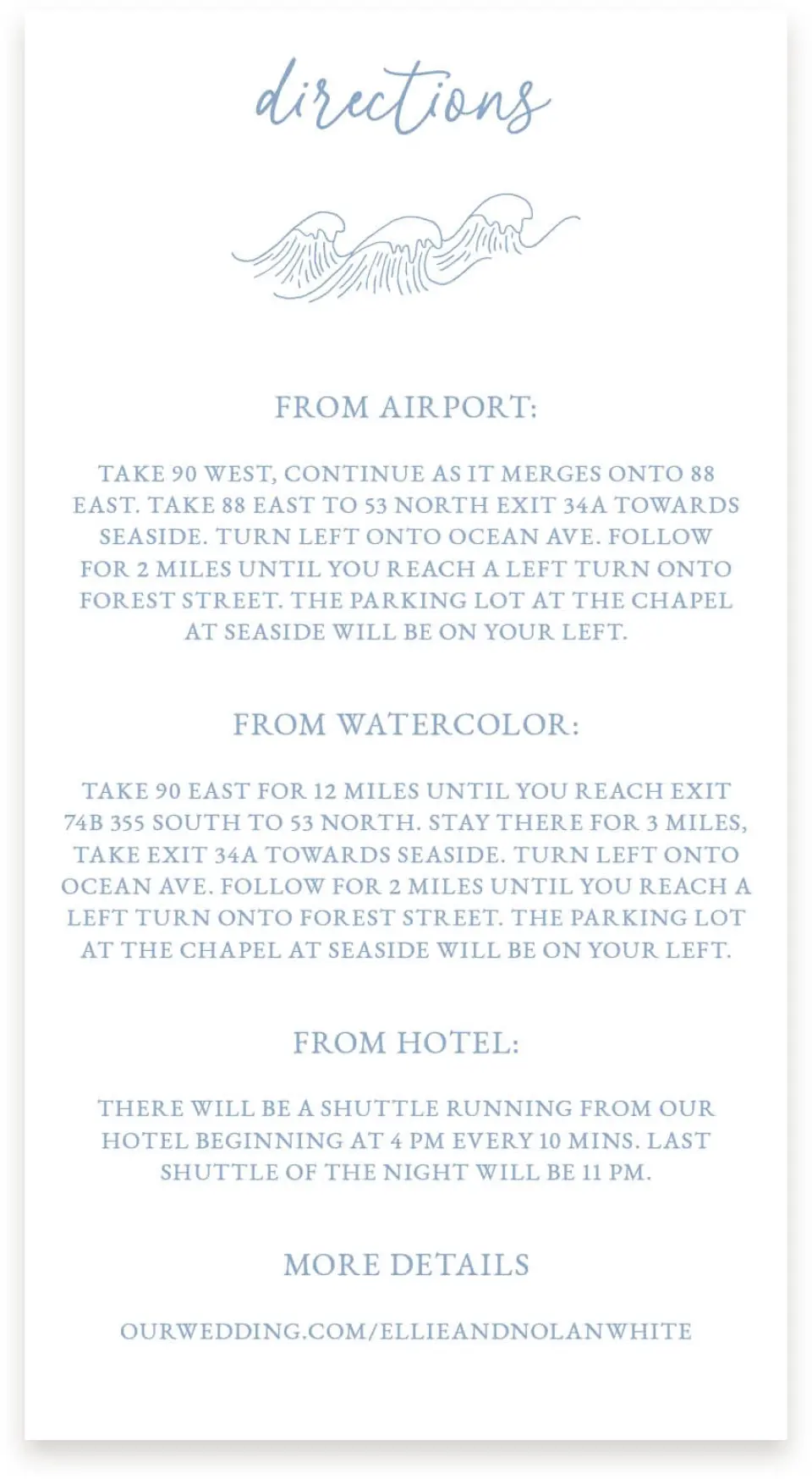 This is a  4" x 7.5" Information Cards (Pocket Invitation) called Wave of Love printed in full color on Premium Smooth paper