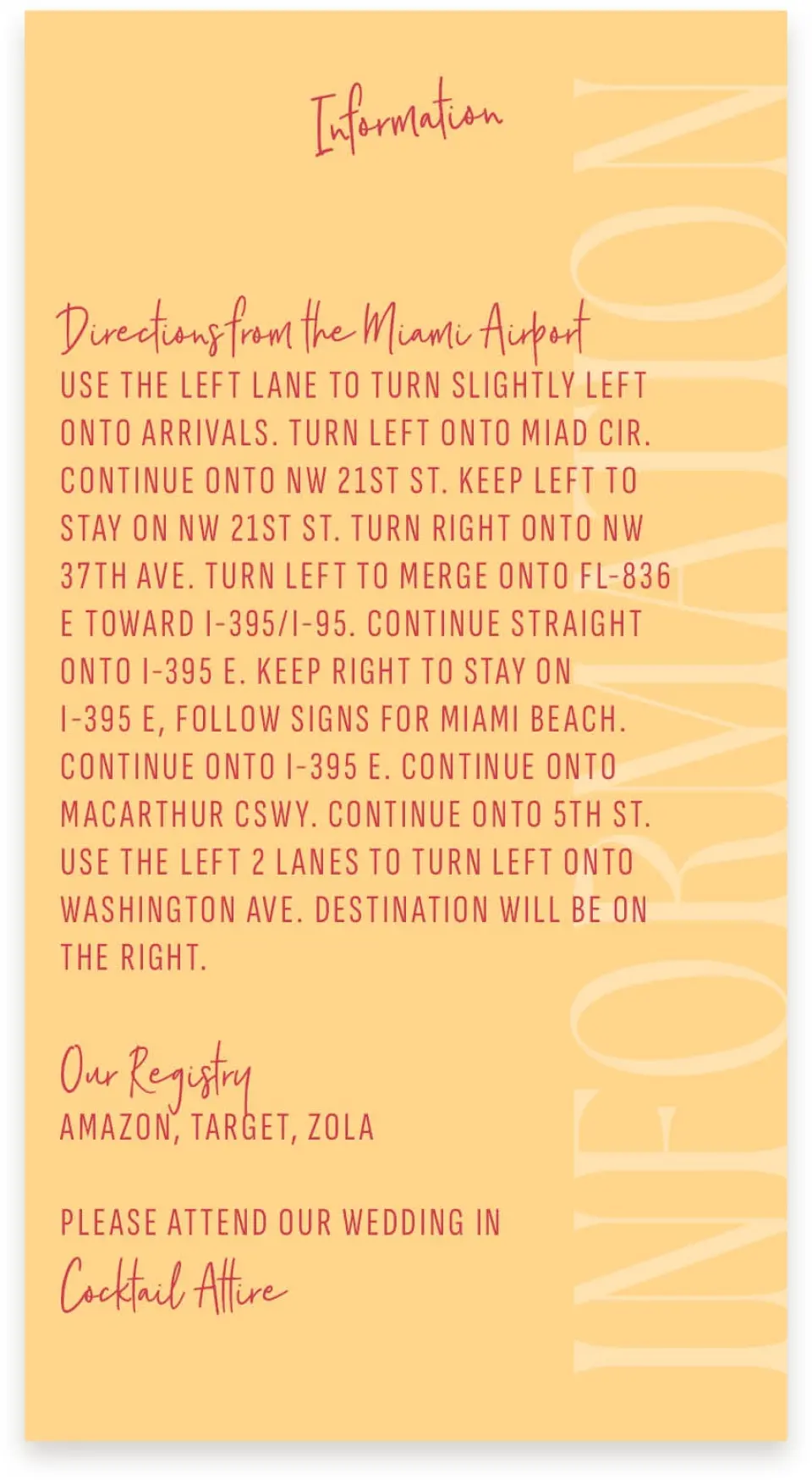 This is a  4" x 7.5" Information Cards (Pocket Invitation) called Lovey Dovey printed in full color on Premium Smooth paper