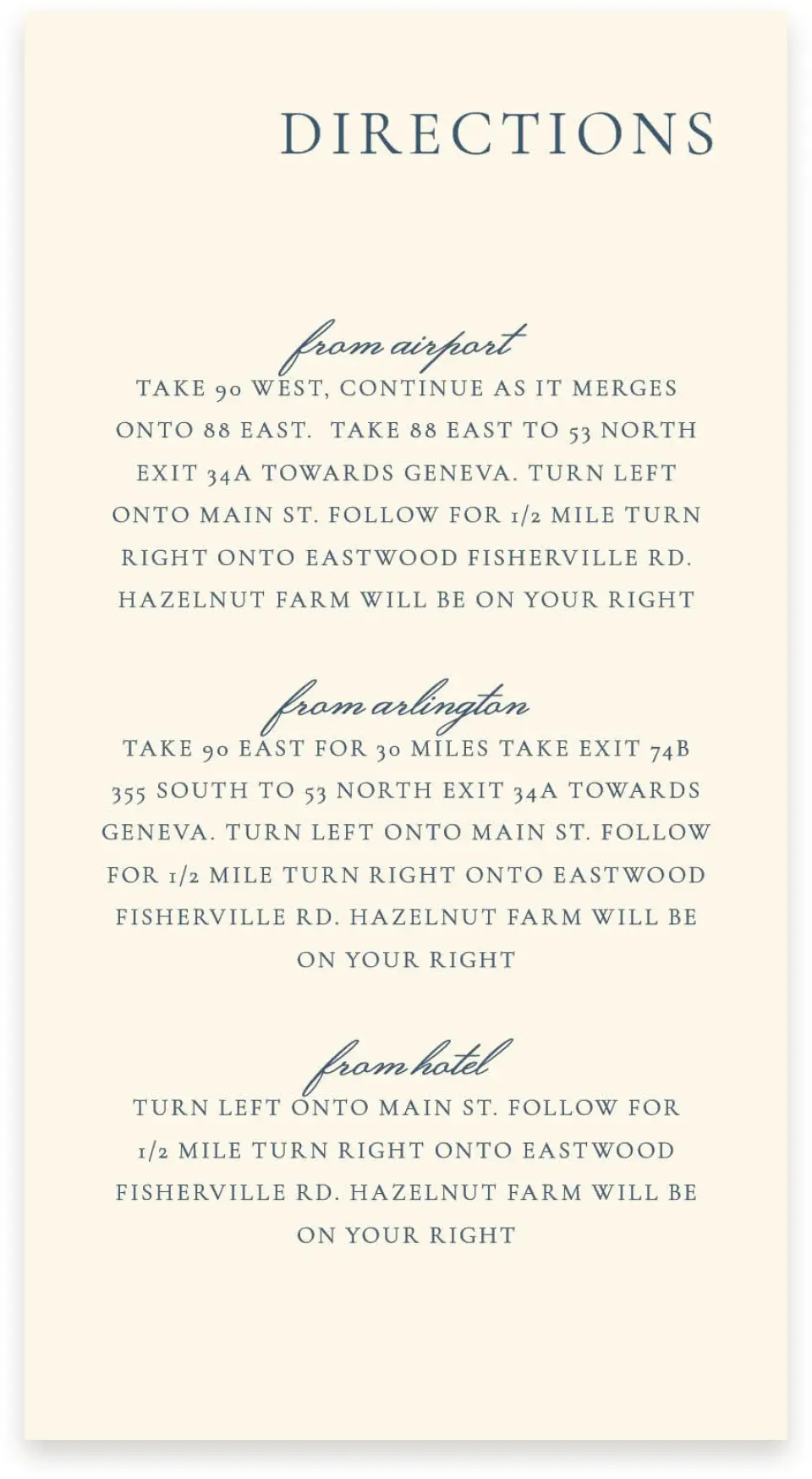 This is a  4" x 7.5" Information Cards (Pocket Invitation) called The Georgia printed in full color on Premium Smooth paper
