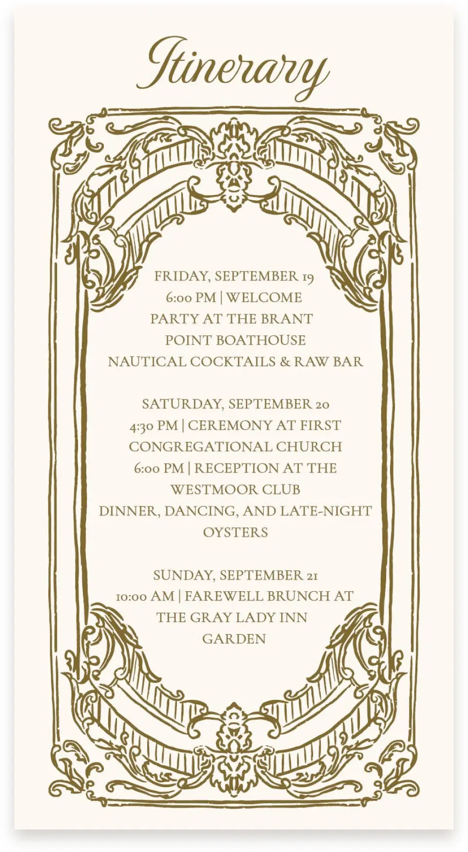 This is a  4" x 7.5" Information Cards (Pocket Invitation) called Nantucket printed in full color with Silver foil on Luxe Satin (coated) paper