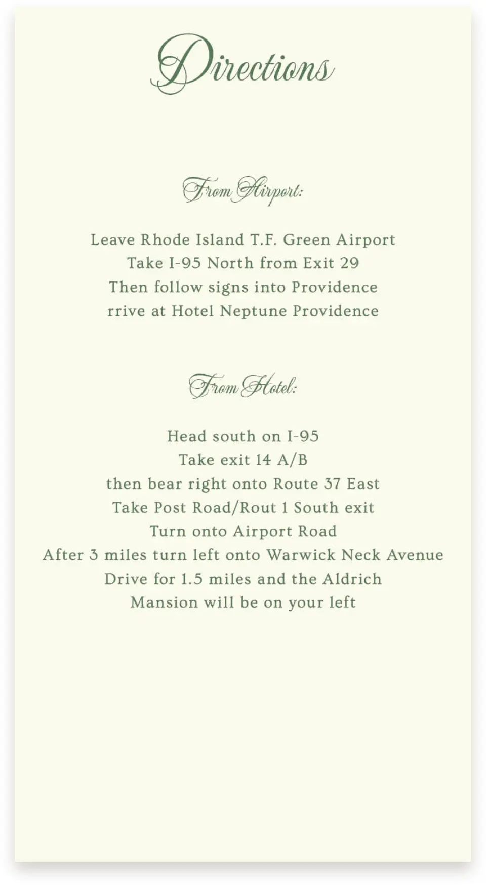This is a  4" x 7.5" Information Cards (Pocket Invitation) called Warwick printed in full color on Premium Smooth paper