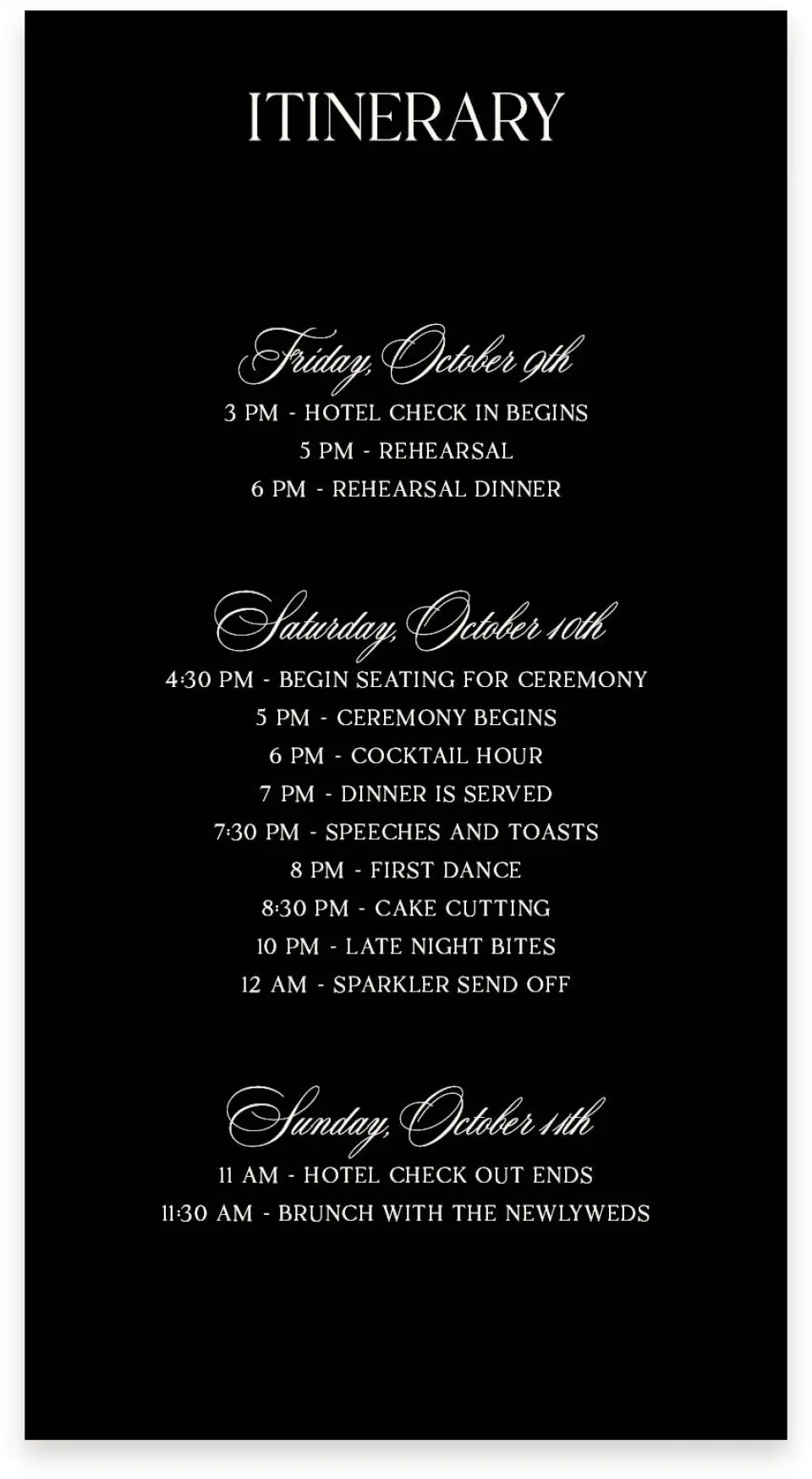 This is a  4" x 7.5" Information Cards (Pocket Invitation) called Greenwich printed in full color with Silver foil on Luxe Satin (coated) paper