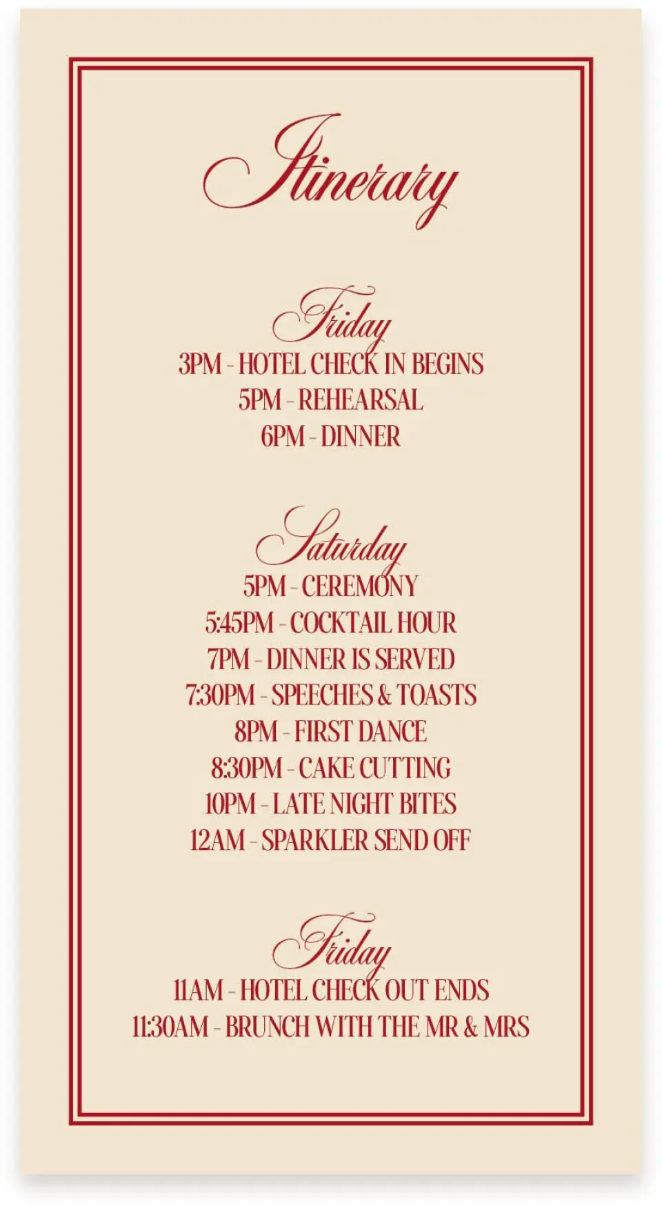 This is a  4" x 7.5" Information Cards (Pocket Invitation) called Montecito printed in full color on Premium Smooth paper